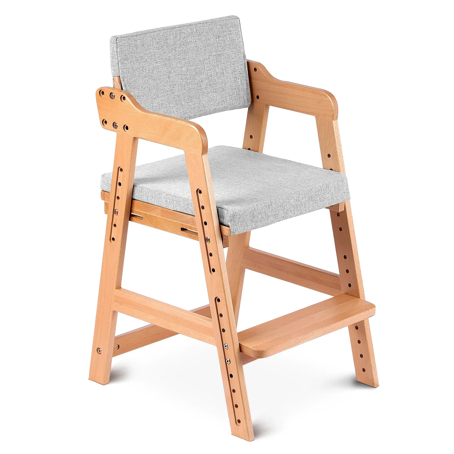 Ezebaby Seggiolone, sedia per bambini, in legno di faggio, regolabile in altezza, stabile e sicura, fino a 90 kg, per bambini e adulti