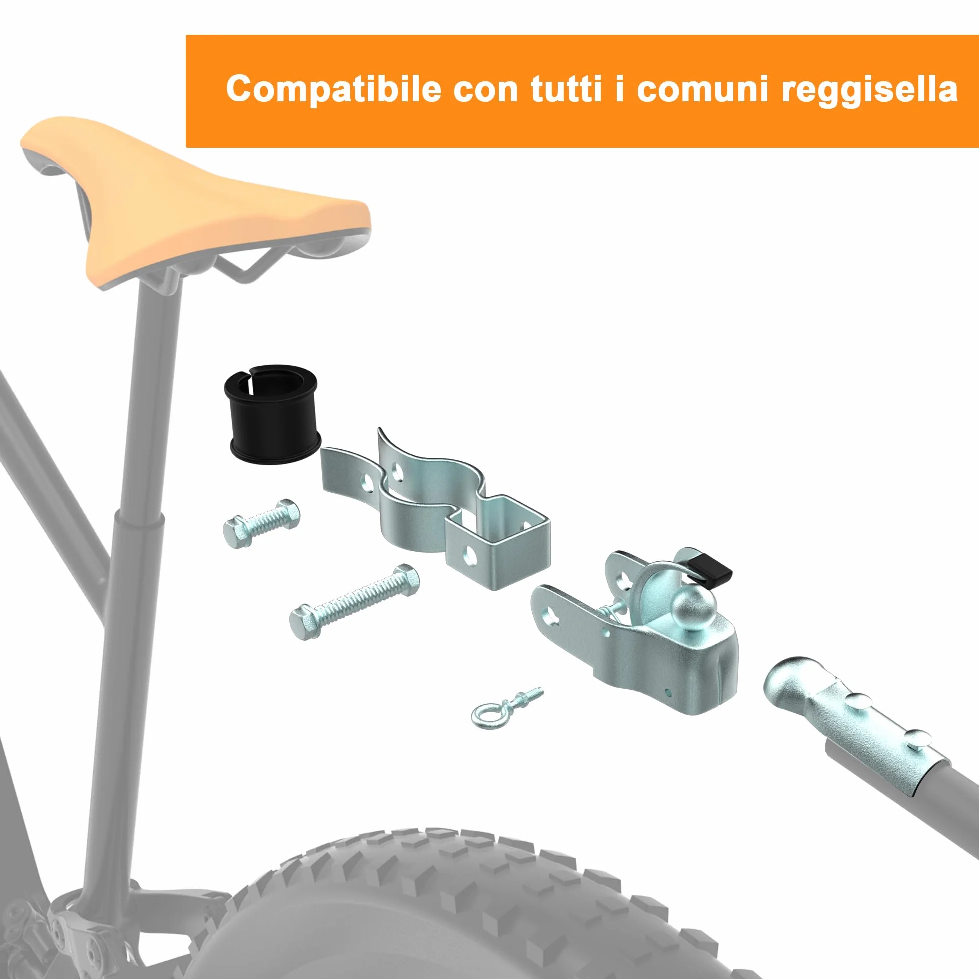 Gancio per Rimorchio Bici, Attacco Rimorchio Bicicletta, Sistema di Traino Compatibile Reggisella