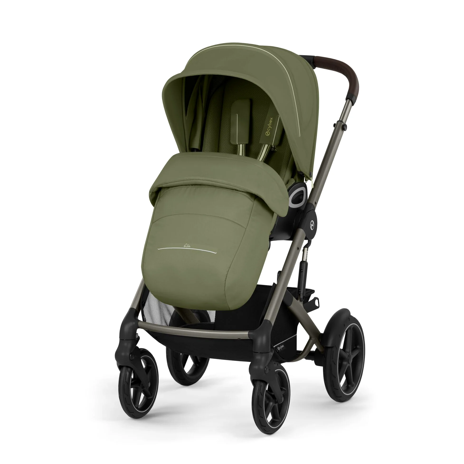 CYBEX Gold TALOS S LUX Passeggino, Dalla Nascita Fino a 22 kg (Circa 4 Anni), Con Sospensioni Fuoristrada, Maniglione Regolabile e Posizione Reclinabile Ergonomica, Moss Green