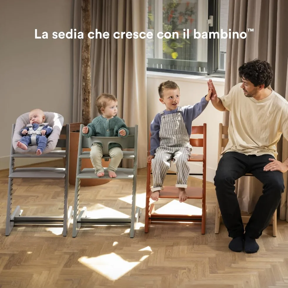 Seggiolone Stokke Tripp Trapp (Glacier Green) Con Vassoio (Bianco) - Include Sedia, Baby Set 2 per Bambini Da 6 a 36 Mesi - Regolabile e Facile Da Pulire