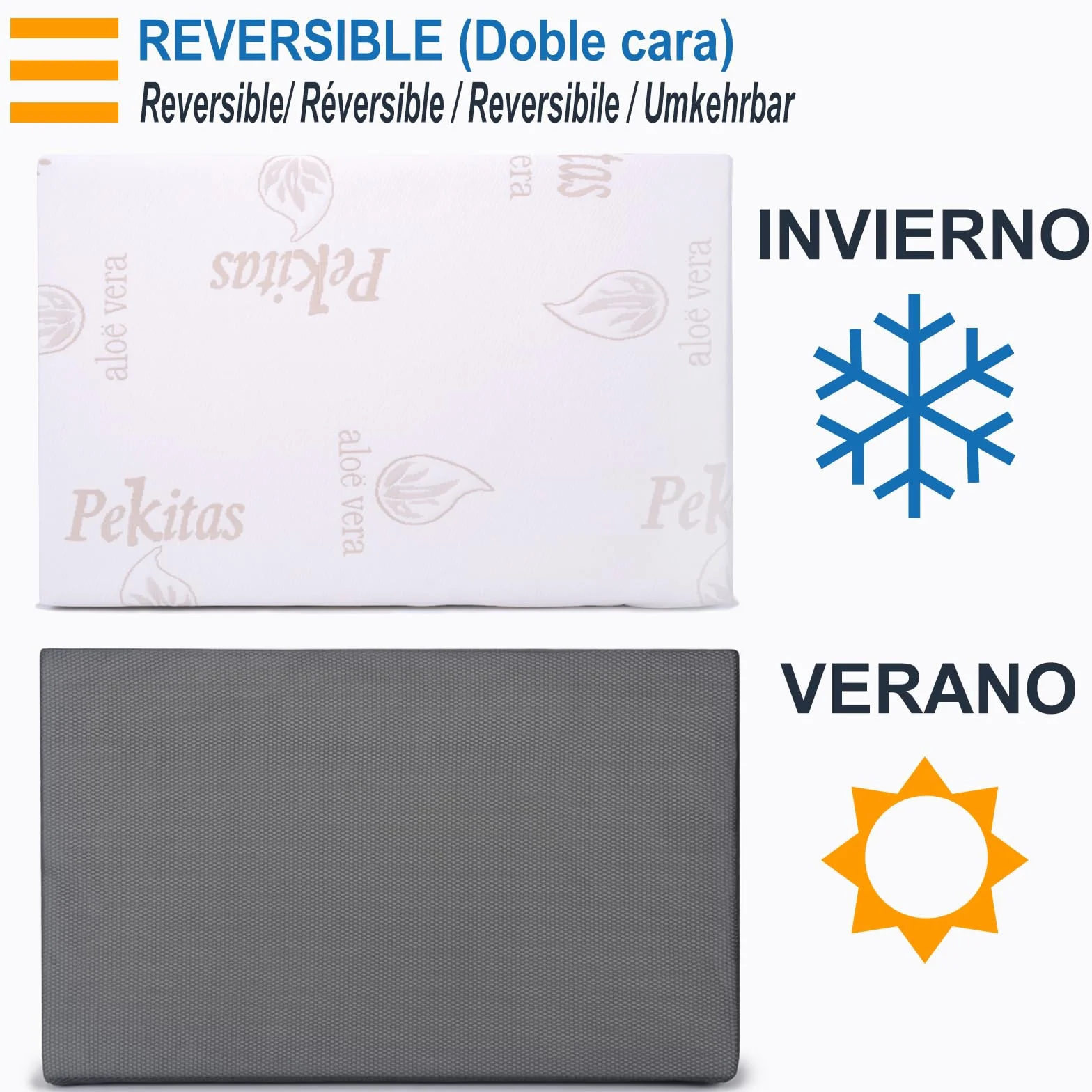 PEKITAS Materasso Culla 50 x 90 cm spessore 10 cm ibrido reversibile doppio lato fodera rimovibile lavabile durezza stabile traspirante anti-annegamento baby neonato