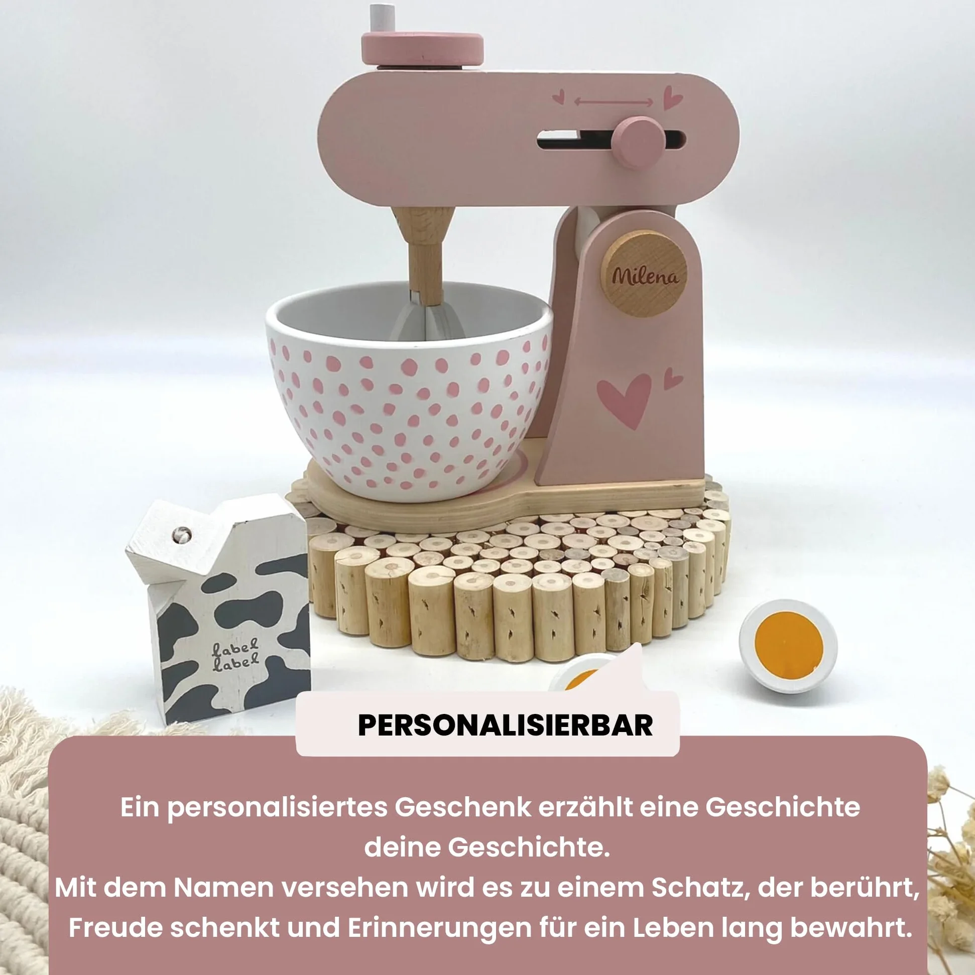 Label Label Robot da cucina giocattolo in legno Rosa per bambini 3 anni personalizzato