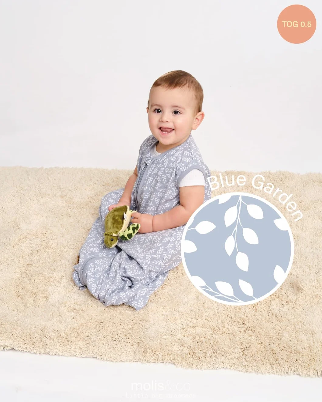 Sacco Nanna per Neonati 0.5 TOG 100% Cotone Oeko-TEX 100 Blue Garden 6-18 mesi