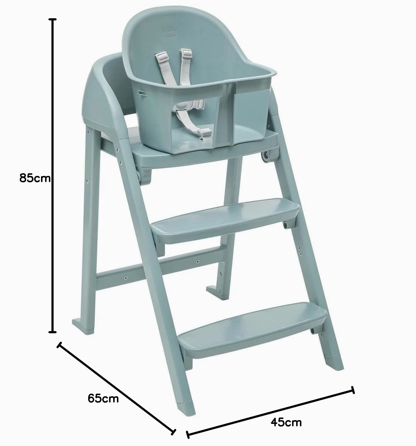 Chicco Crescendo Lite Seggiolone Pappa Evolutivo per Bambini dai 6 Mesi fino a 110 kg, Como Lake, Verde Acqua