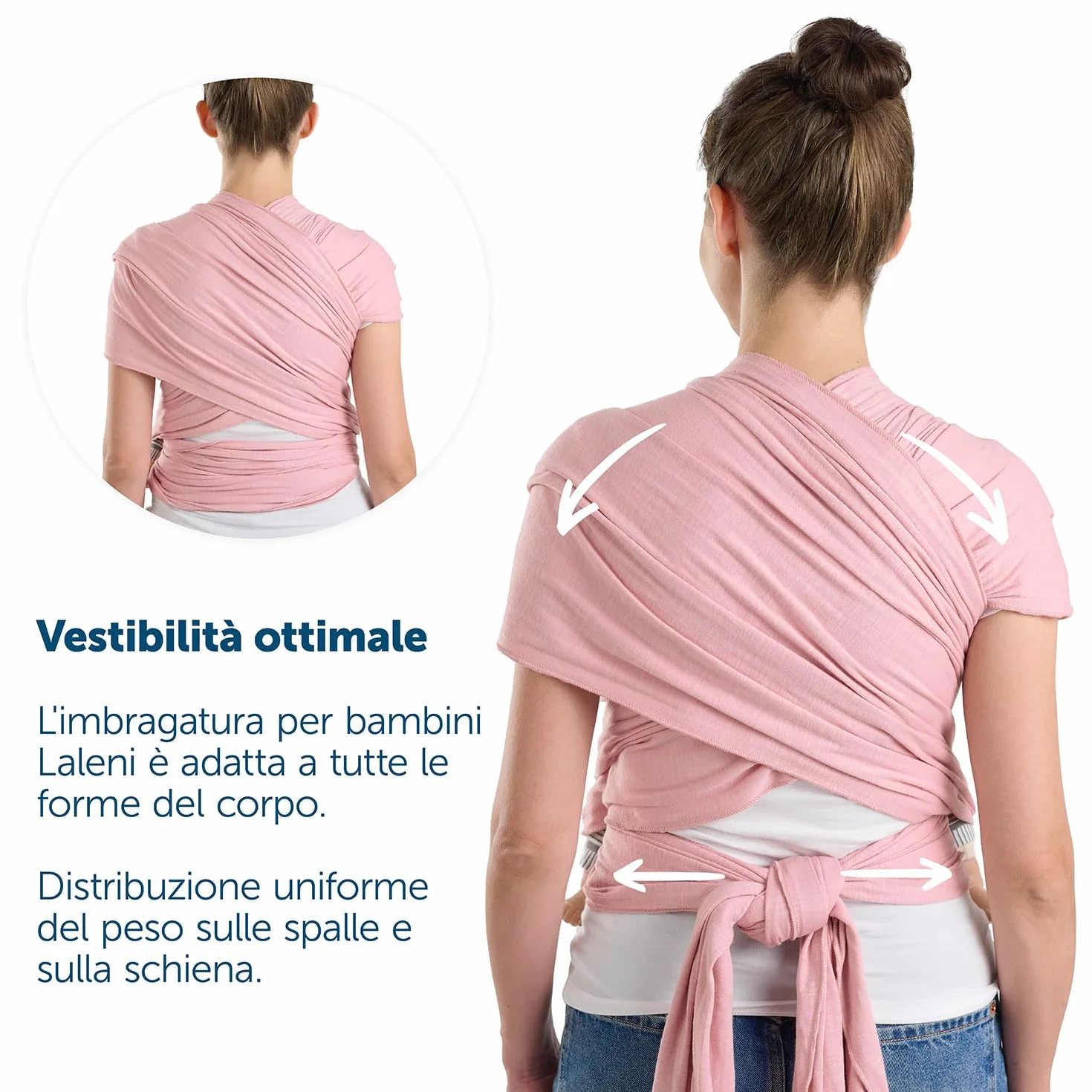 Laleni Fascia Porta Bebe Neonato in Morbido Cotone, Certificata OEKO-TEX, Lunga 5,10m, Fino a 15kg, Grigio Chiaro