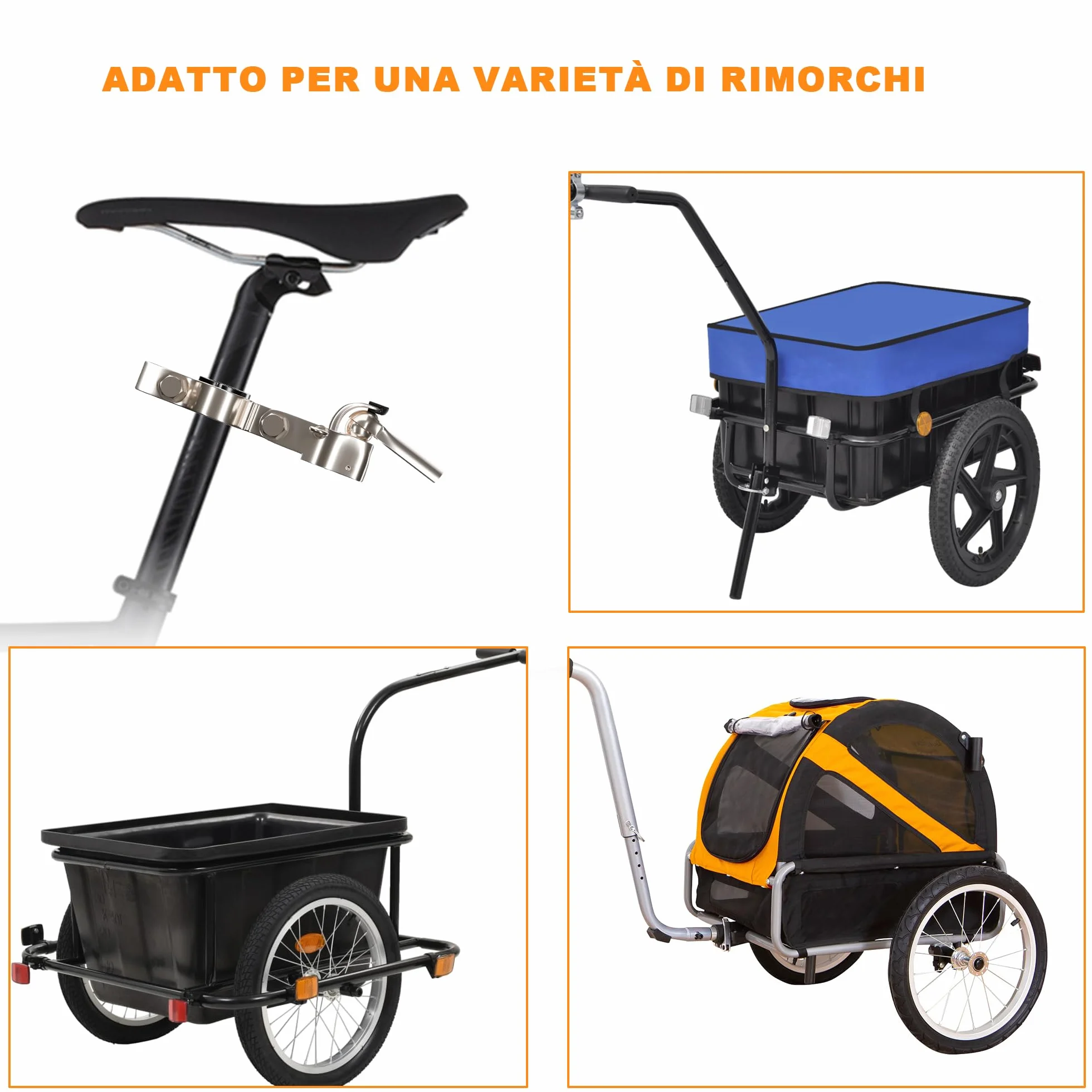 Gancio per Rimorchio Bici, Attacco Rimorchio Bicicletta, Sistema di Traino Compatibile Reggisella