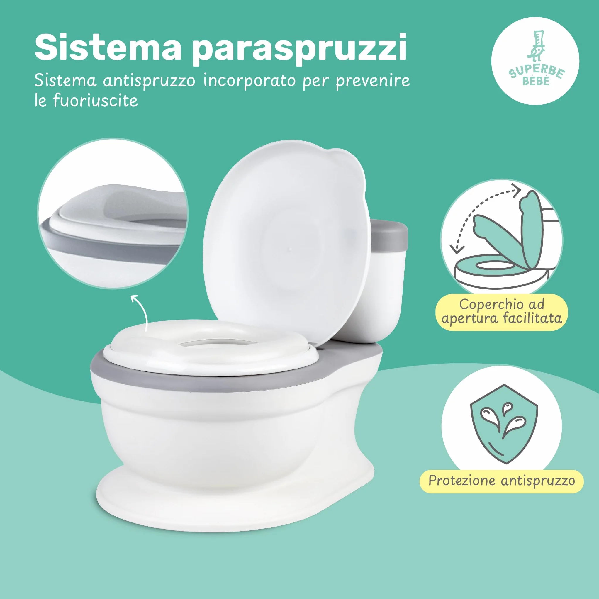 Wc dla dzieci z dźwiękiem spłukiwania i muzyką - Antypoślizgowy, wyjmowany pojemnik - Reduktor sedesowy