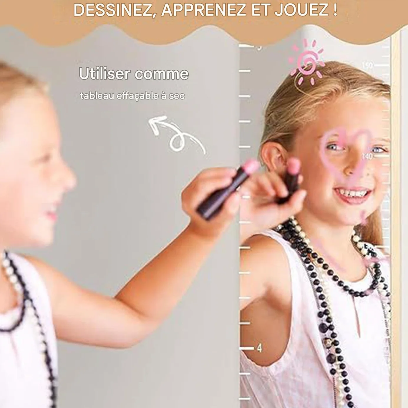 Strumento Di Misura Della Dimensione A Specchio, Tabella Di Crescita A Parete Per Bambini