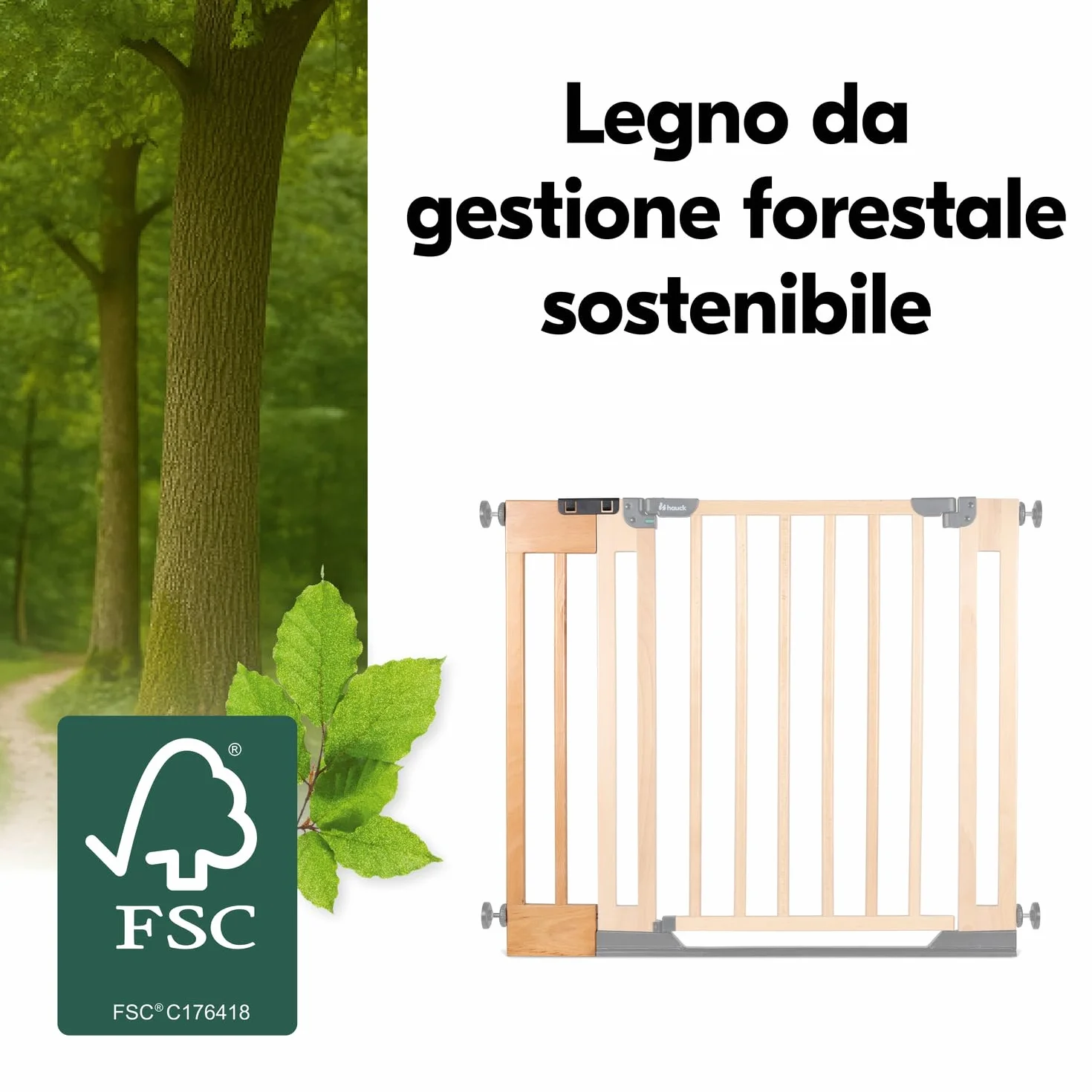 hauck Estensione da 15 cm Compatibile Cancelletto di Sicurezza Clear Step Easyclose Eco, Legno di Faggio - Accessorio per Cancellino Bambini e Cani