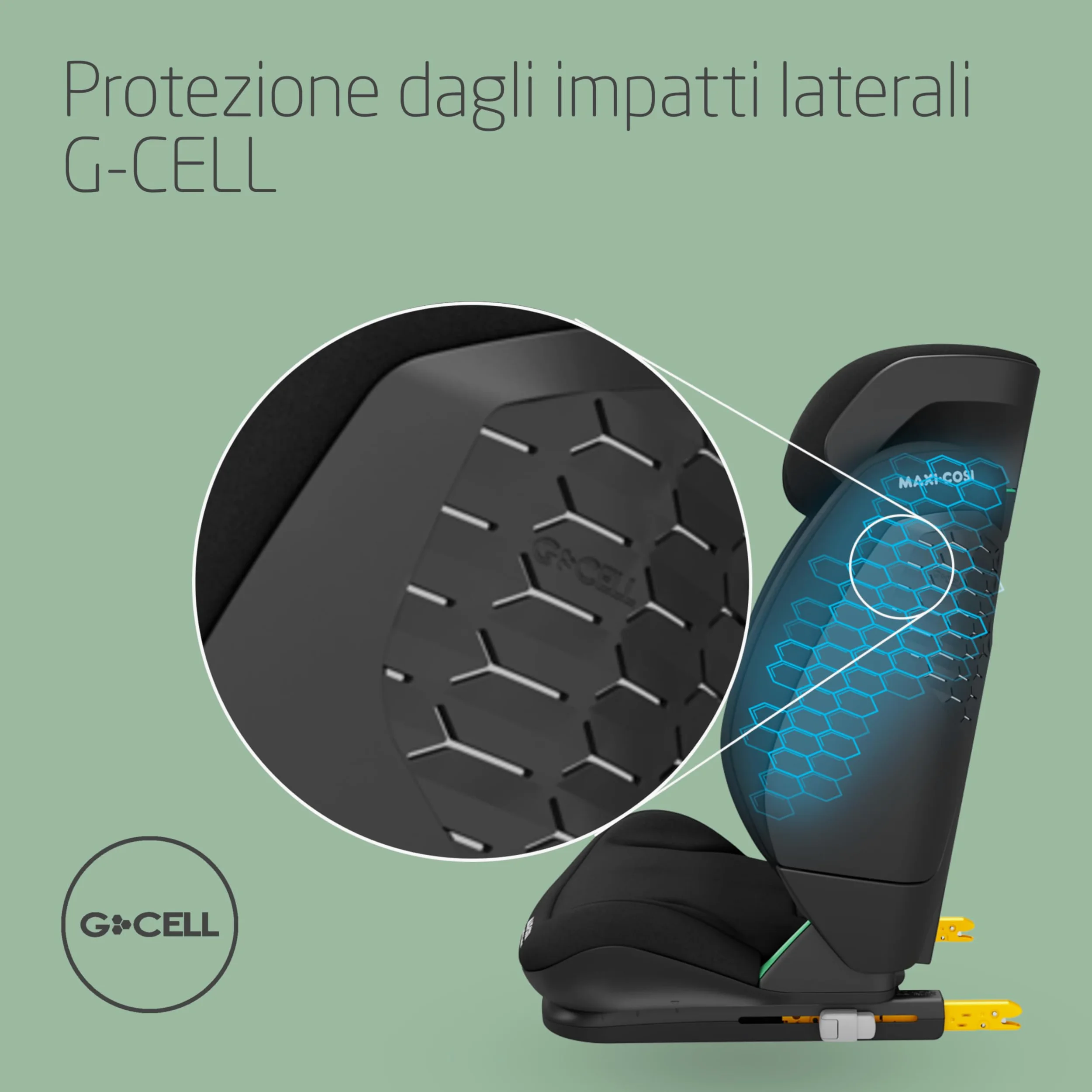 Maxi-Cosi RodiFix S Comfort i-Size, Tessuti Traspiranti, Seggiolino Auto ISOFIX Reclinabile 3 Posizioni, 3,5-12 Anni (100-150 cm), Regolabile in Altezza/Larghezza, G-CELL, AirProtect, Authentic Black