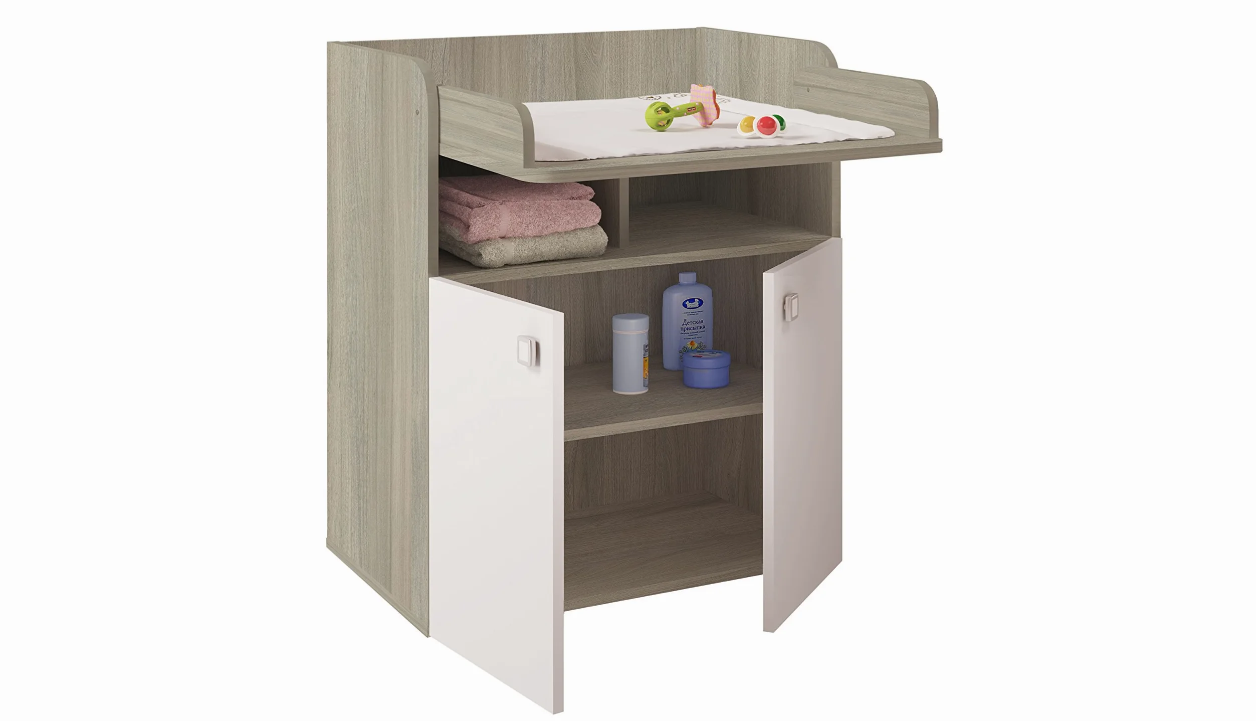 AVANTI TRENDSTORE - Lena - Fasciatoio in legno laminato, con superficie pieghevole. Disponiible in diverse colorazioni. Dimensioni LAP 70x86x47 cm. (Olmo/Bianco)