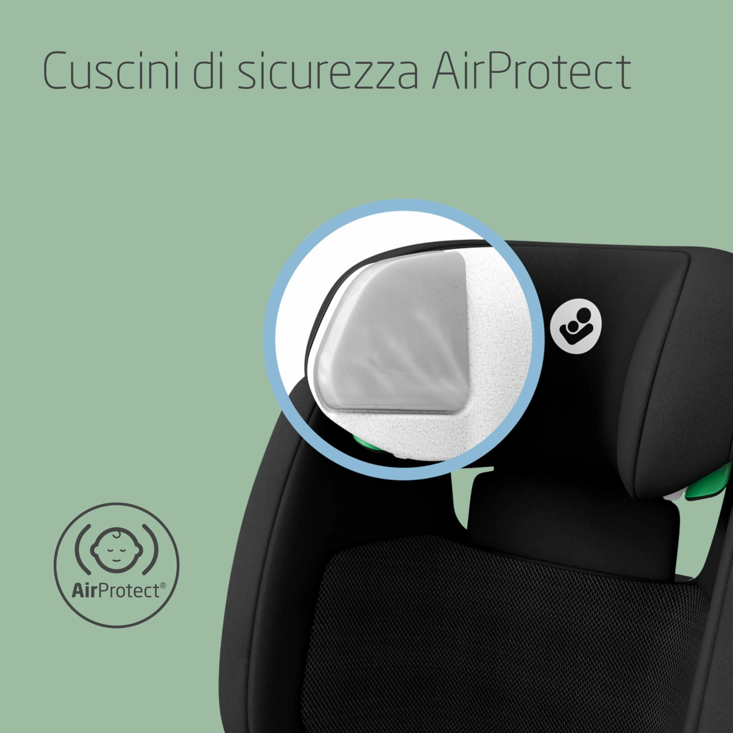 Maxi-Cosi RodiFix S Comfort i-Size, Tessuti Traspiranti, Seggiolino Auto ISOFIX Reclinabile 3 Posizioni, 3,5-12 Anni (100-150 cm), Regolabile in Altezza/Larghezza, G-CELL, AirProtect, Authentic Black