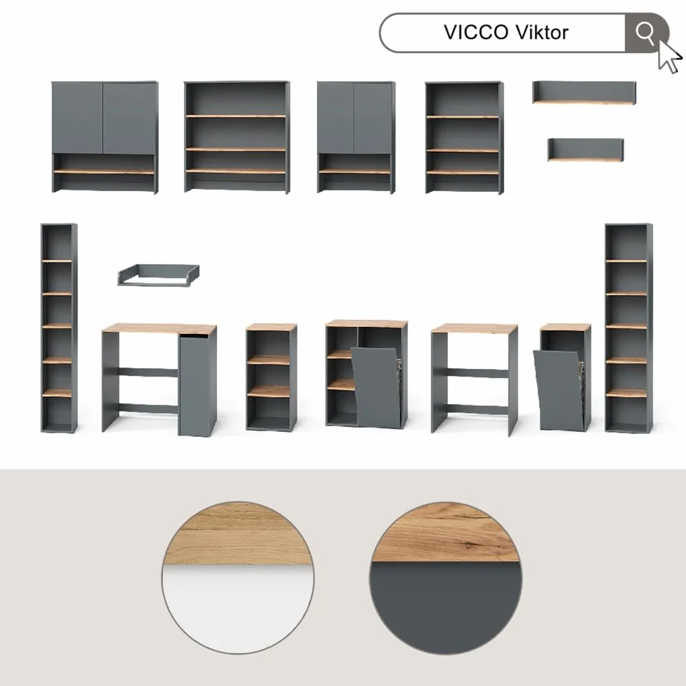 Vicco armadietto coprilavatrice Viktor, Bianco/Artisan, 68 x 88.2 cm 2 parti con fasciatoio, per riporre detersivi e come superficie d’appoggio
