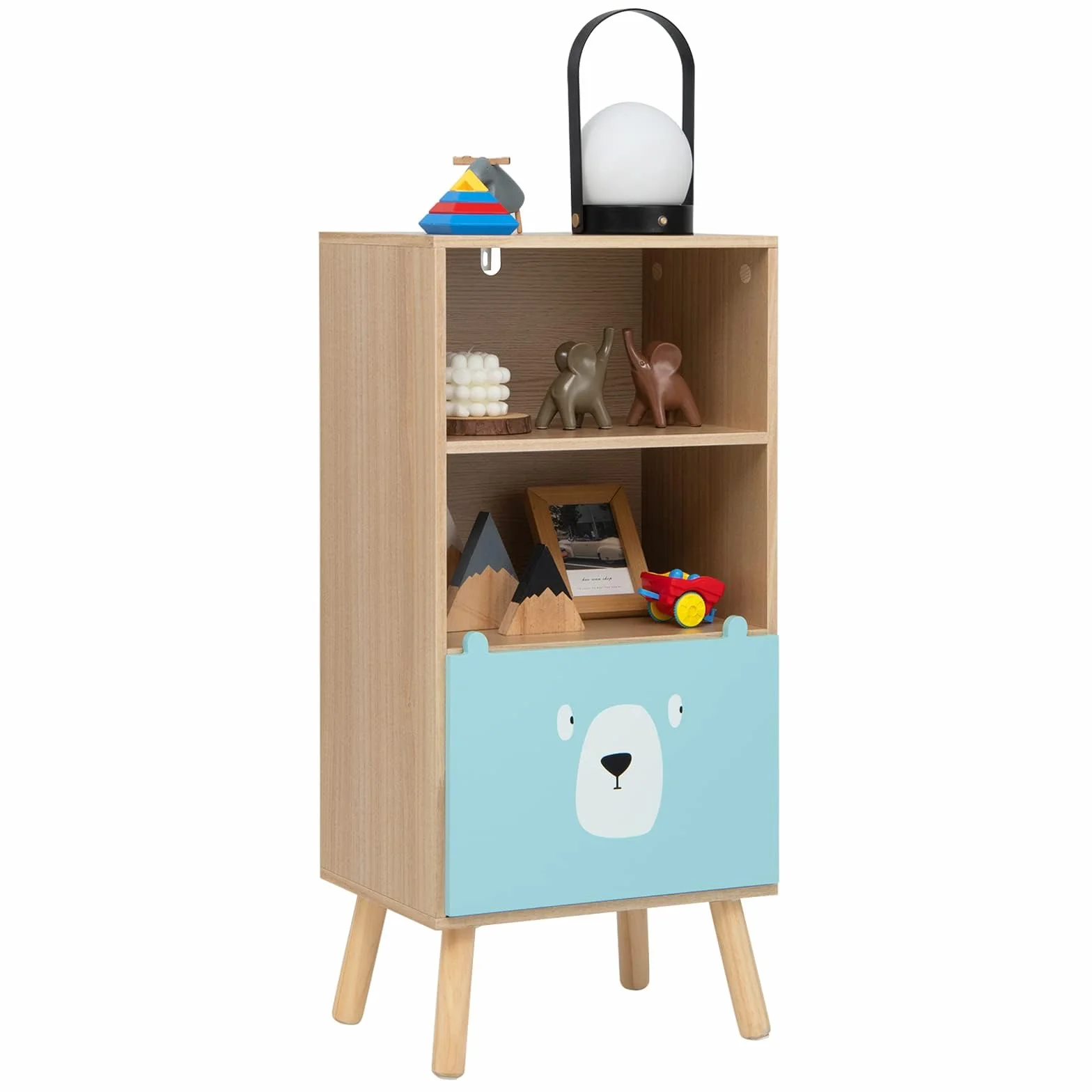 Libreria per Bambini RELAX4LIFE 3 Ripiani 40x30x85 cm Legno Cassetto 2 Scomparti Antiribaltamento 50 kg