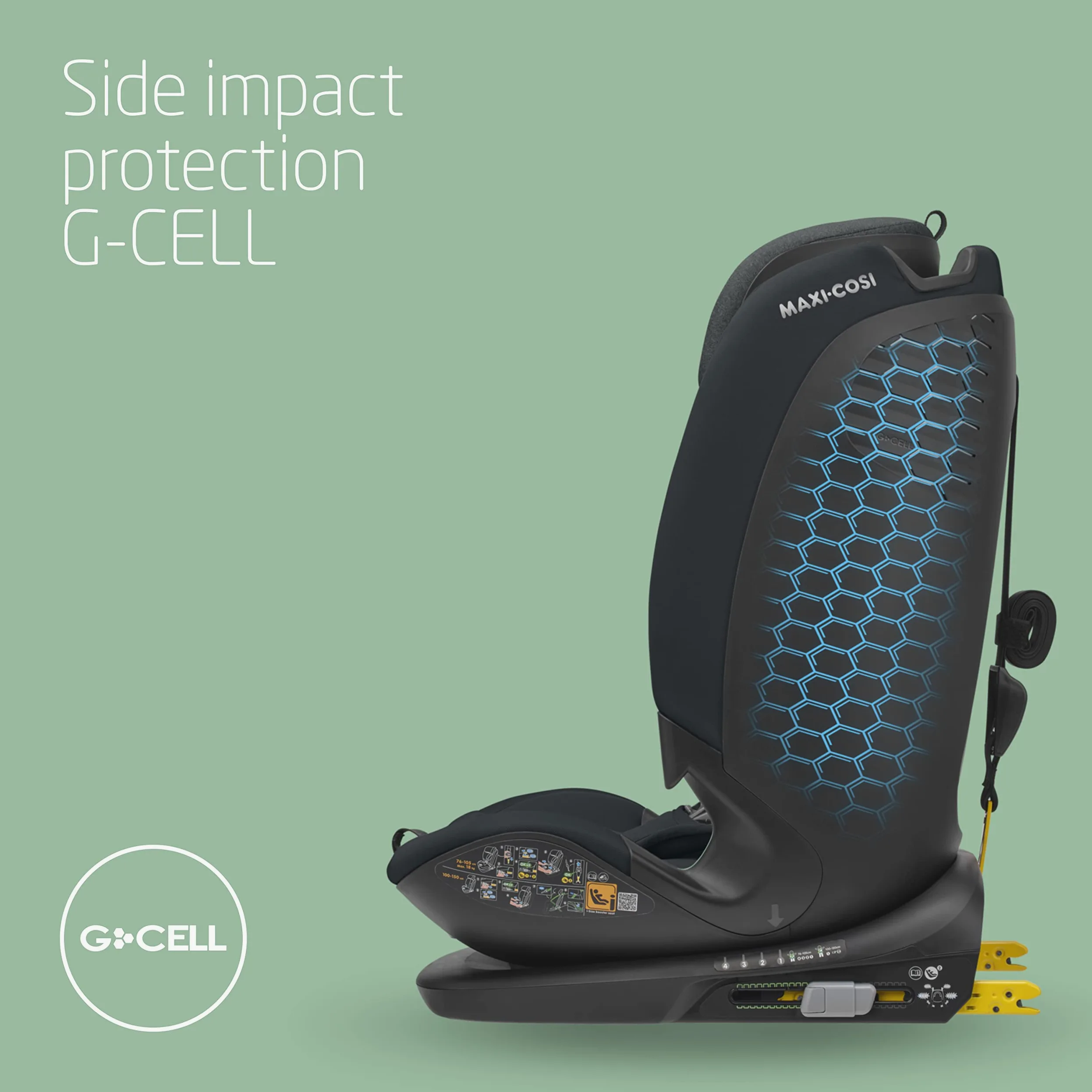 Maxi-Cosi Titan Plus i-Size, Seggiolino Auto ISOFIX, 15 Mesi - 12 Anni (76 - 150 cm), Reclinabile in 4 Posizioni, Regolabile in Altezza, Side Impact Protection G-CELL, per Bambini, Authentic Graphite