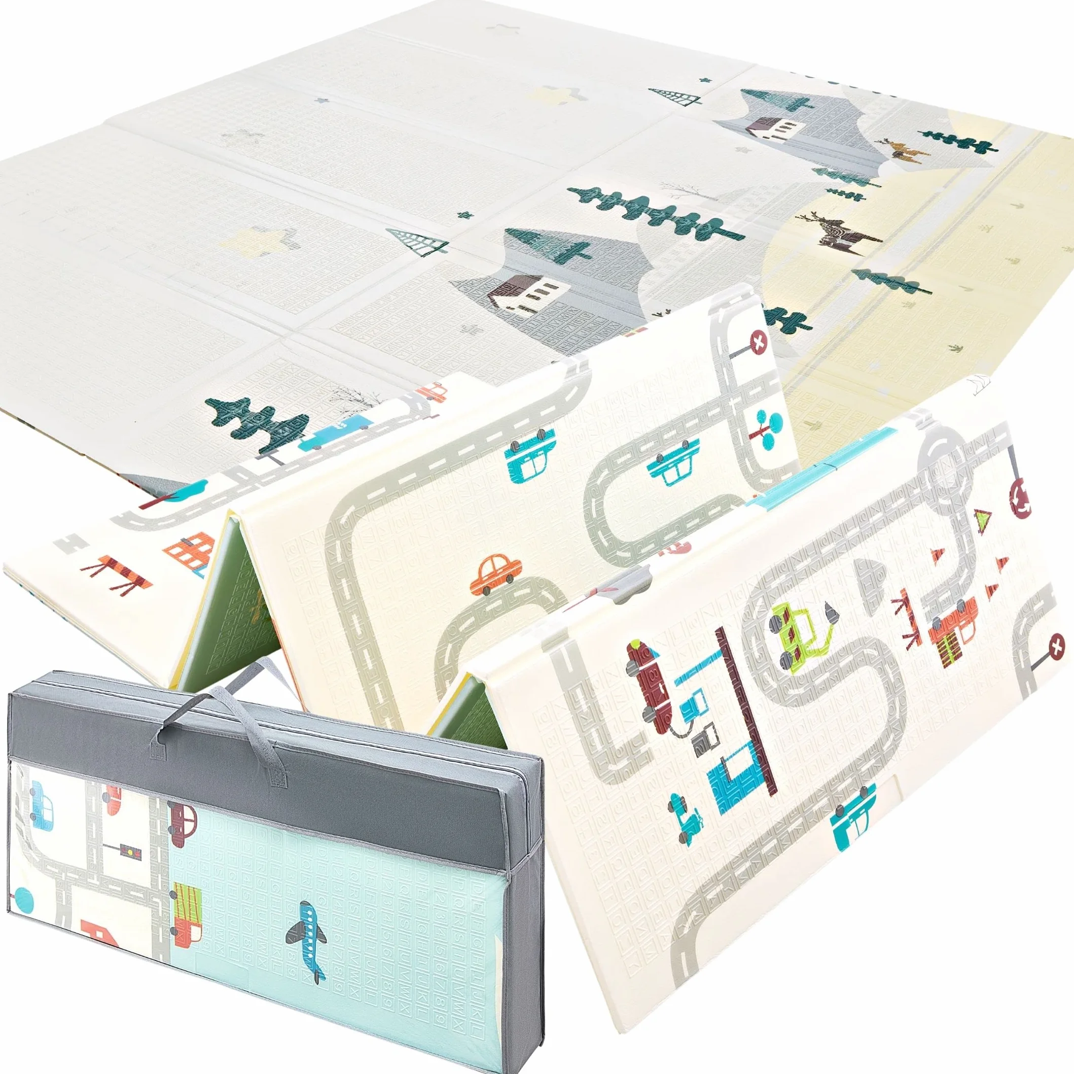 Mamabrum Tappetino da Gioco Pieghevole per Bambini, 200 x 180 x 1 cm, in Schiuma Impermeabile, Portatile e Non Tossico, Ideale per Pavimenti, Spesso e Allargato