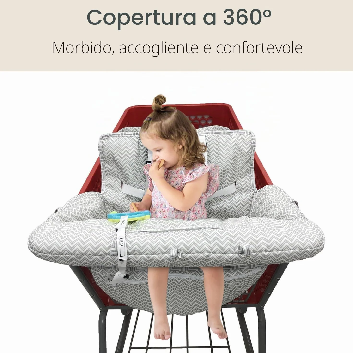 PandaEar Copertura Carrello Spesa Bambini 2-in-1 Seggiolino e Seggiolone Grigio