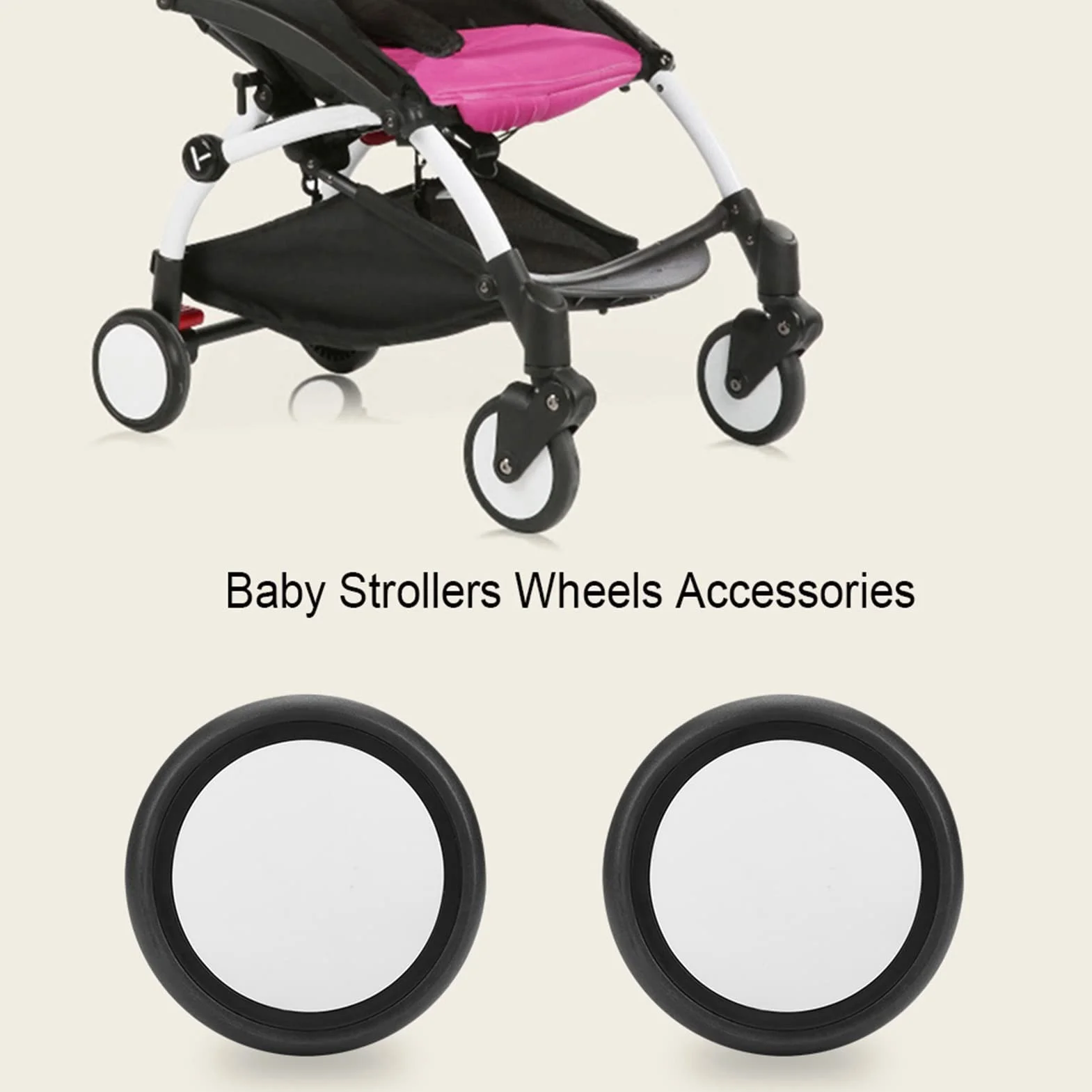 Ruote in gomma per passeggino, ruote di ricambio per passeggino Yoyo Babyzen in gomma anteriori e posteriori, accessori per passeggino Yoya Vovo con attrezzi (un paio di ruote posteriori)