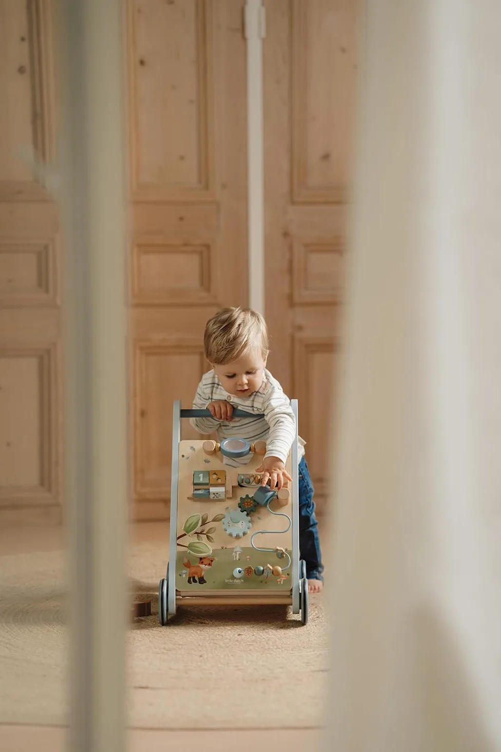 Little Dutch 7232 - Carrello in legno FSC Activity - Forest Friends blu