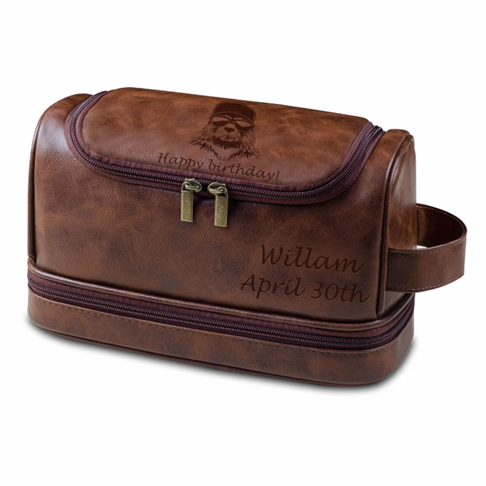 Borsa da toilette personalizzata in pelle per uomo, viaggio, barba, regalo per fidanzato marito papà