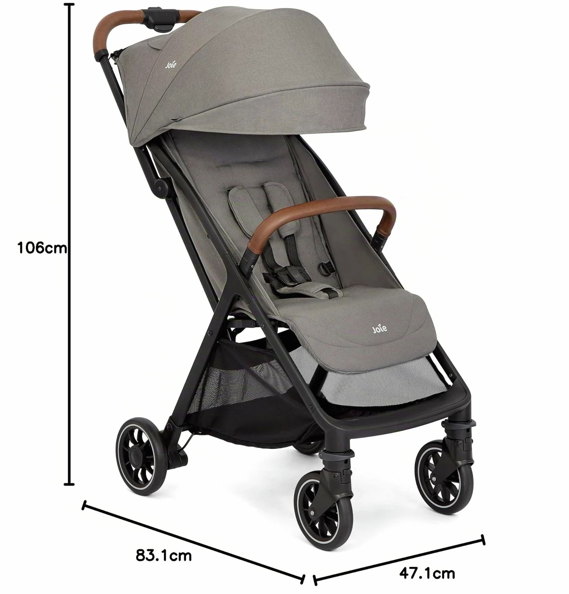 Joie pact™ pro passeggino – chiusura compatta ultraleggera, compatibile con sistema da viaggio, borsa inclusa – dalla nascita ai 4 anni (0–22 kg), pebble