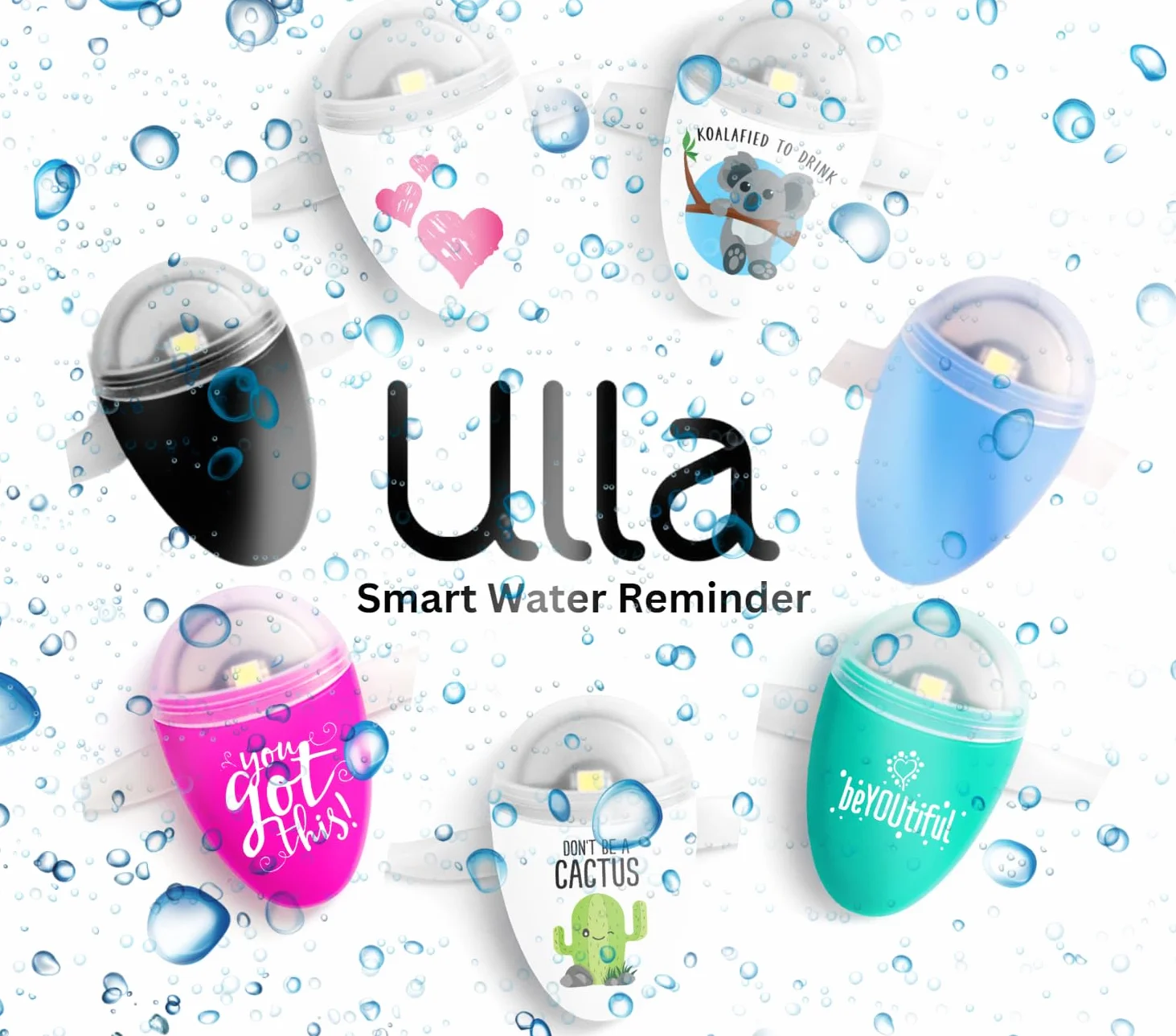 Ulla Promemoria per bere acqua, Luce intelligente per bottiglia d'acqua, Si adatta alla maggior parte delle bottiglie, Si illumina quando è ora di bere (Sweetheart)