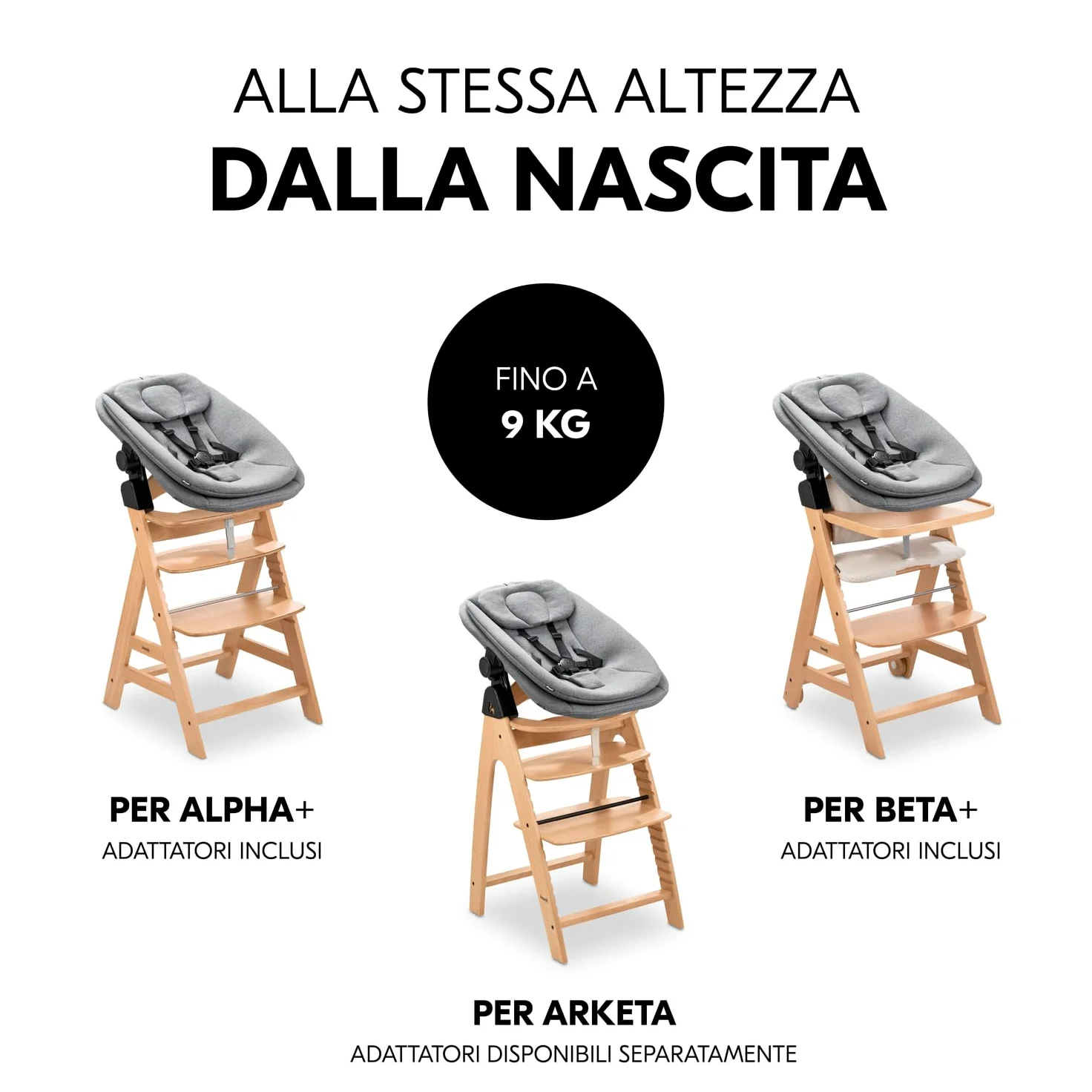 hauck Sdraietta Neonato 3in1 Per Seggiolone Pappa Alpha+, Beta+ e Arketa - Ergonomico Dondolo Neonato da 0 Mesi Fino a 15 kg, Con Cintura 5 Punti, Riduttore e Rivestimento in Cotone - Grigio Melange
