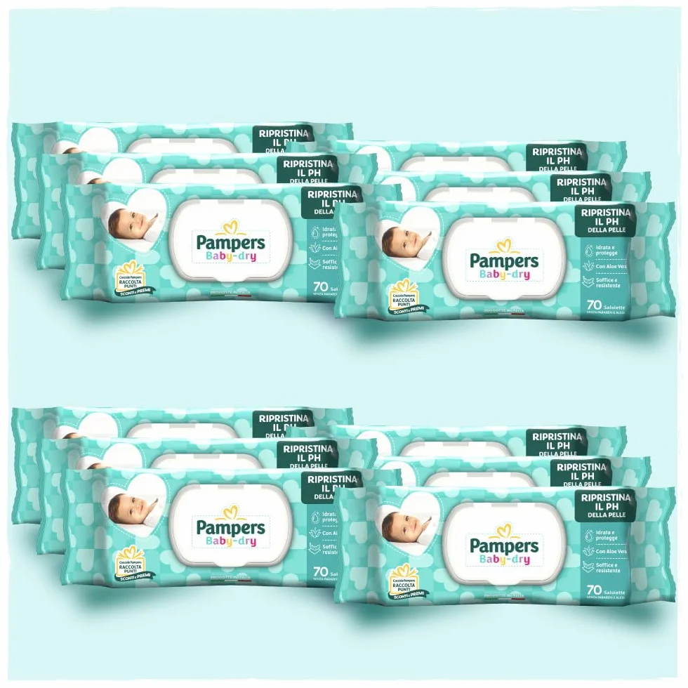 Pampers Baby Dry Salviette Umidificate 840 Unità 12 Confezioni con Aloe Vera