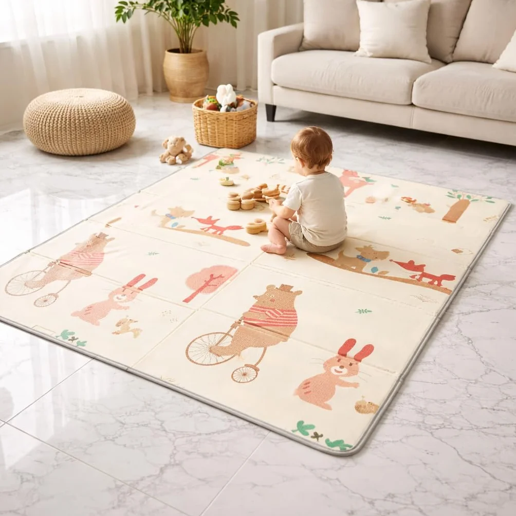 Tappeto Gioco Montessori Pieghevole Impermeabile 180x150x1 cm Schiuma per Bambini