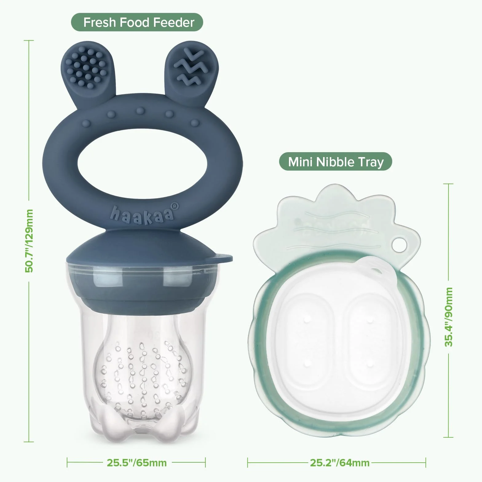 Haakaa Mangiatoia per frutta e snack surgelati in silicone senza BPA - Blu acciaio