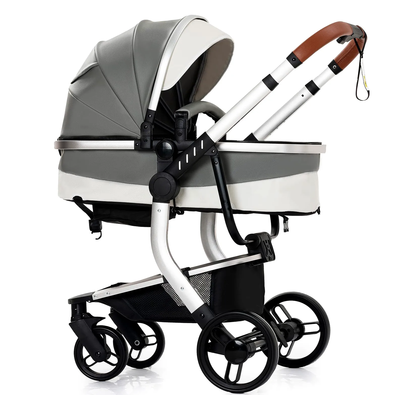 Magic ZC Passeggino Trio, Carrozzina per Neonati con Design Portatile Pieghevole Un Clic, Passeggino 3 in 1 con Spinta Reversibile a Due Vie, Trio Passeggino Neonati con Accessori (grigio 518)