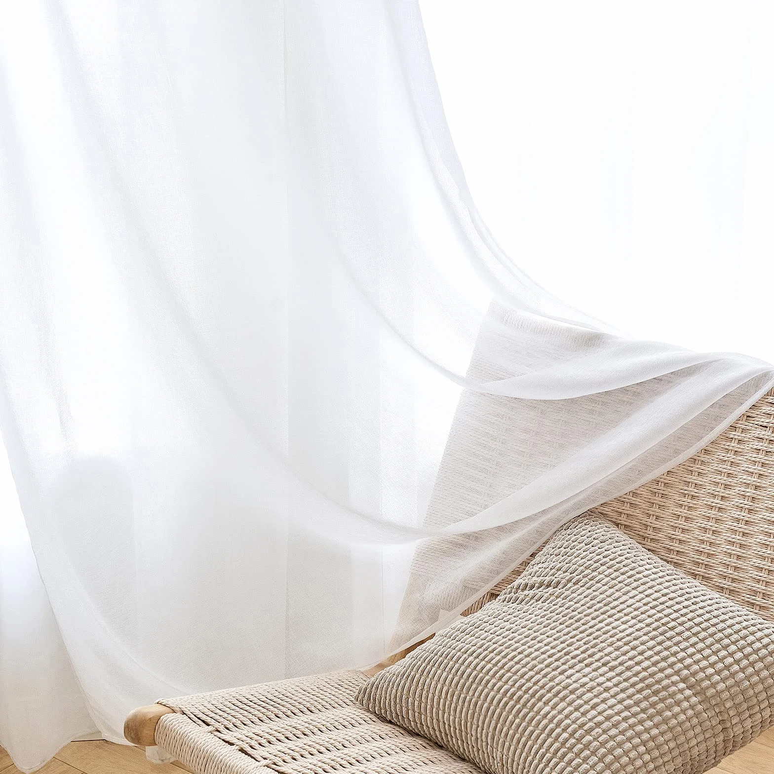 Tenda in Voile Trasparente con Occhielli 200x225 cm Bianco EMEMA