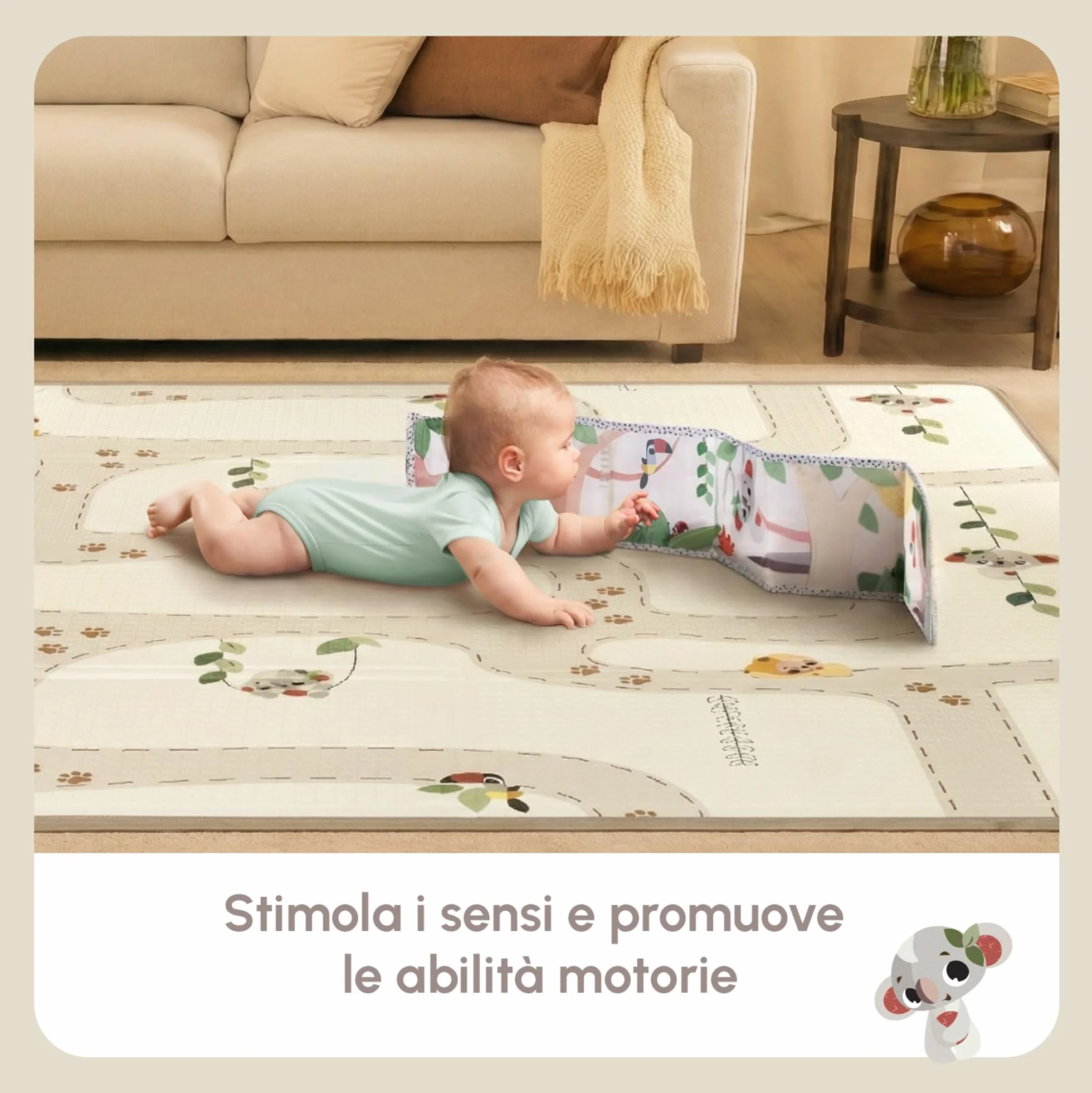 Tiny Love Tappeto Pieghevole Gioco Bambini XL in Schiuma, Tappetino Neonato, 0+ Mesi, Double-face, Leggero e Pieghevole, 150 x 150cm, Morbido e Spesso (1 cm), Impermeabile, Facile da Pulire, Boho Chic