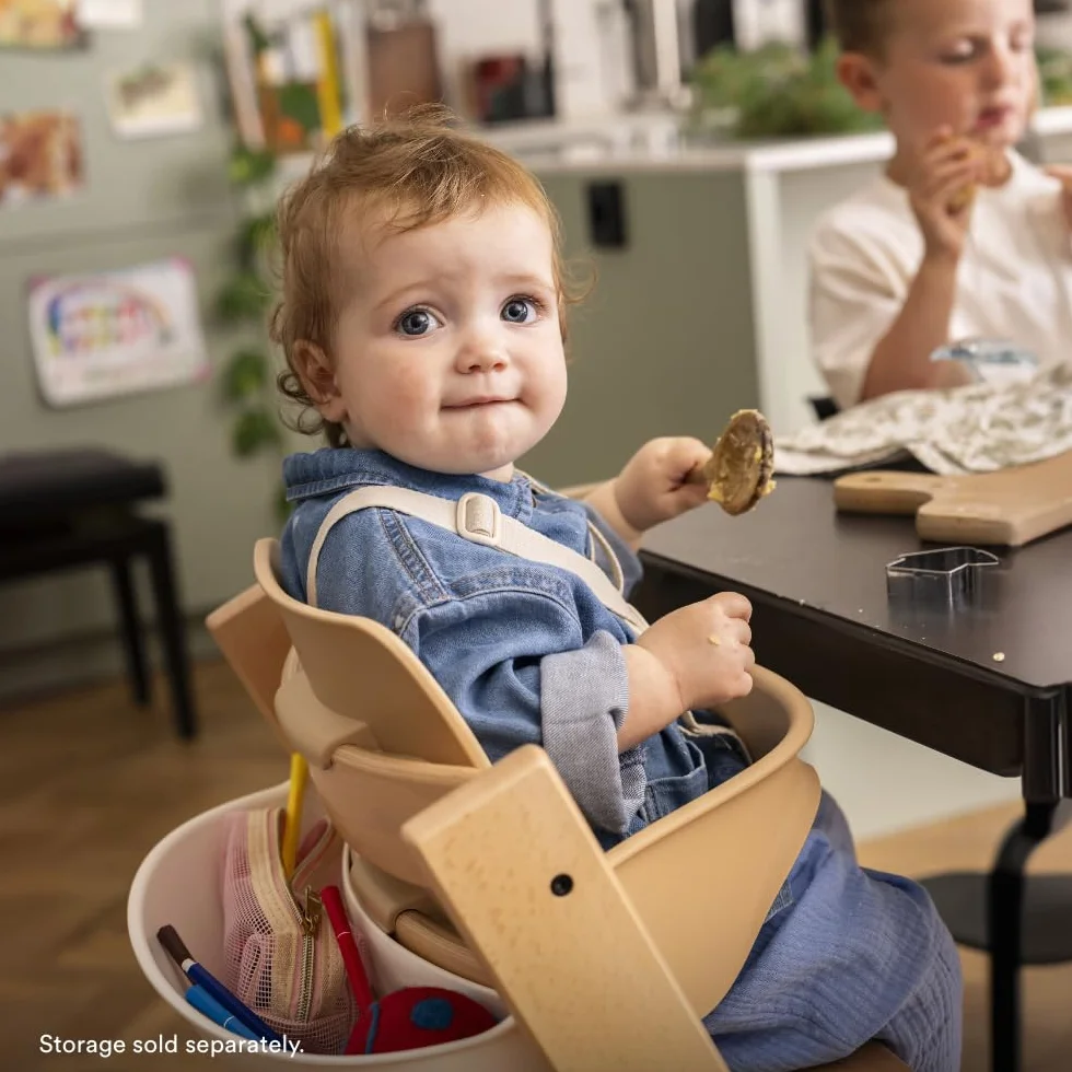 Seggiolone Stokke Tripp Trapp (Glacier Green) Con Vassoio (Bianco) - Include Sedia, Baby Set 2 per Bambini Da 6 a 36 Mesi - Regolabile e Facile Da Pulire