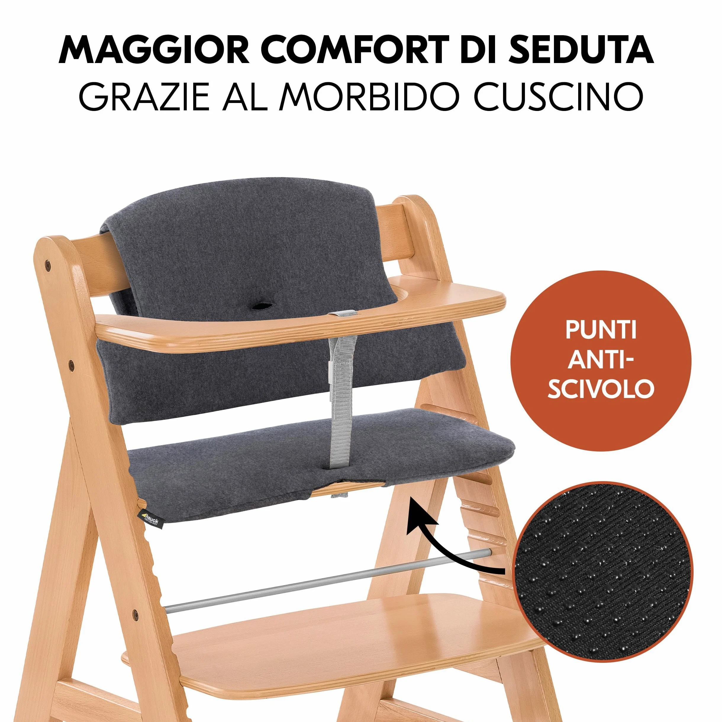 hauck Seggiolone Alpha+ Newborn Set Eco Bouncer - Seggiolone Pappa Bimbi in Legno dalla Nascita con Sdraietta Neonato 2in1 Regolabile e Cuscino - Naturale