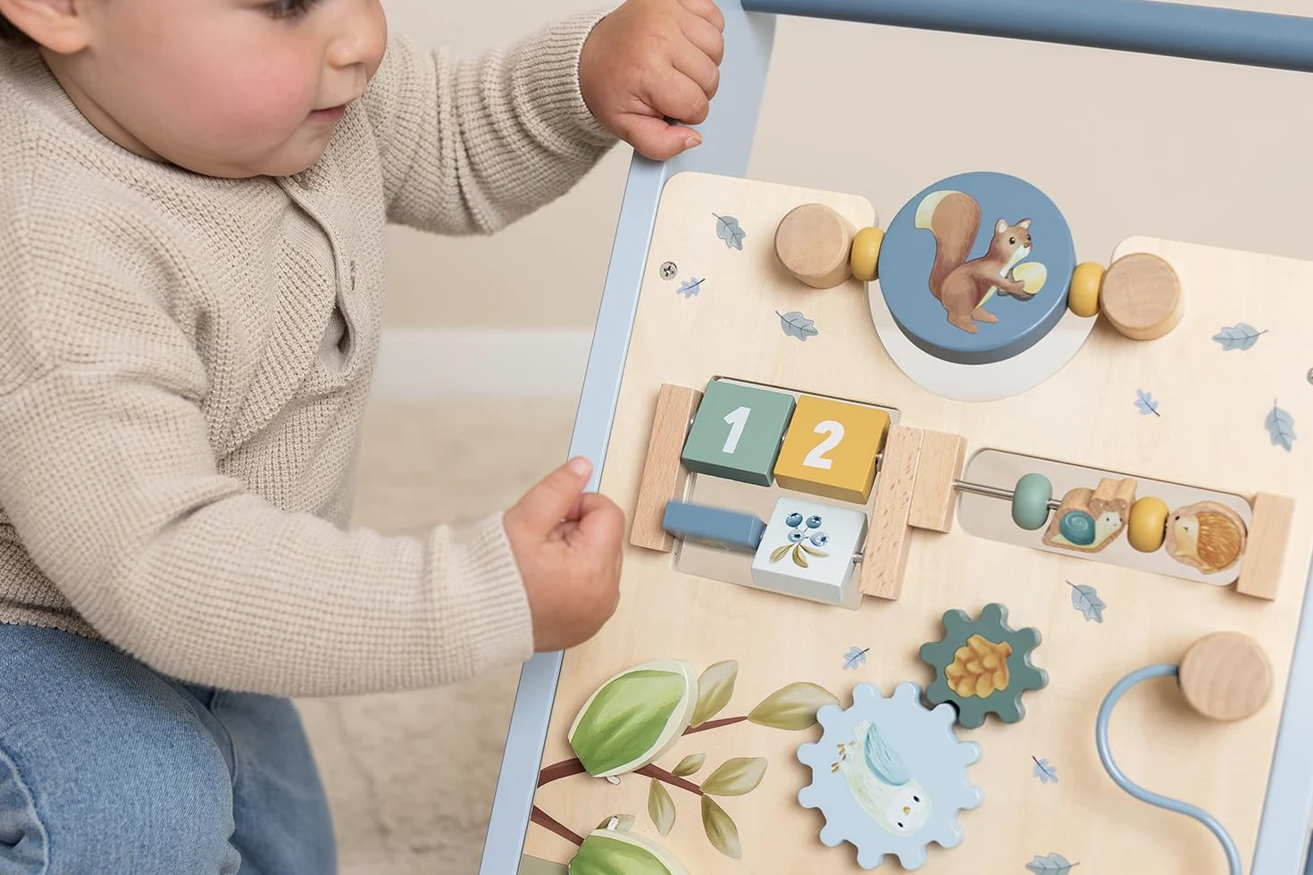 Little Dutch 7232 - Carrello in legno FSC Activity - Forest Friends blu