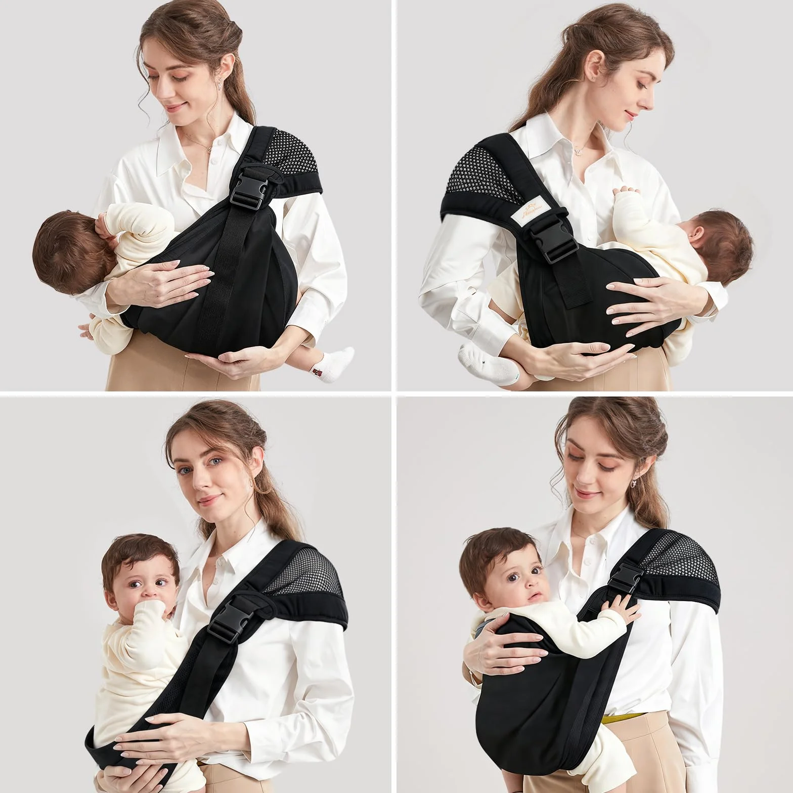 Fascia Porta Bebe, Fascia Neonato Ergonomica con Cintura di Supporto Ampliata e Migliorata, Regolabile ed Estensibile, Multifunzionale per Viaggi e Uscite, per Bambini da 0 a 36 Mesi (Nero)