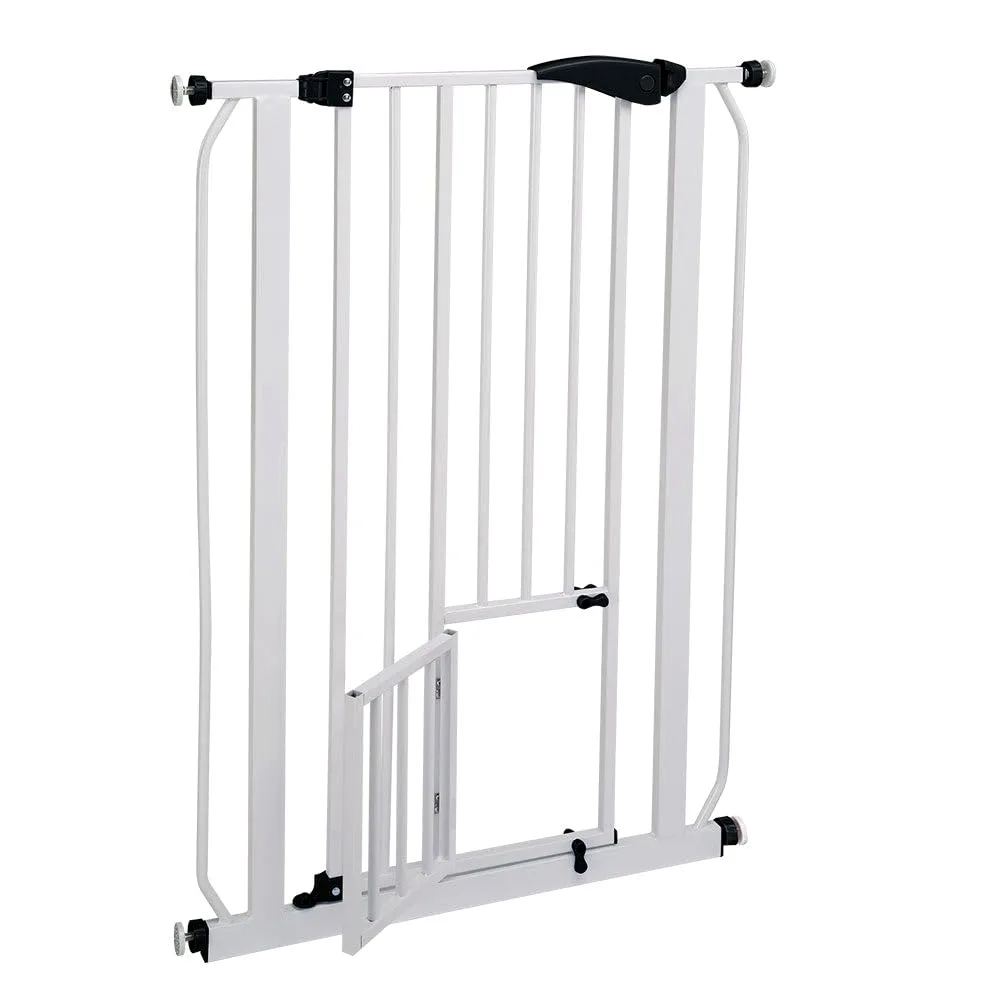 Ferplast Cancello cancelletto divisorio per cani e gatti PET GATE Rete da interno, Robusto metallo verniciato Bianco e plastica, Chiusura di sicurezza, Apertura su entrambi i lati, 73 x h 105 cm