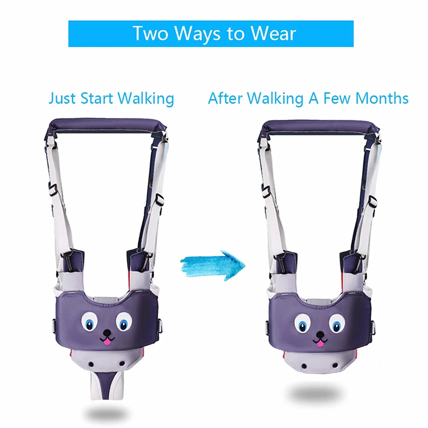 IULONEE Baby Walking Helper Regolabile Toddler Assistant Imparare Camminare Cintura Passeggio Redini Imbracatura Sicurezza Grigio