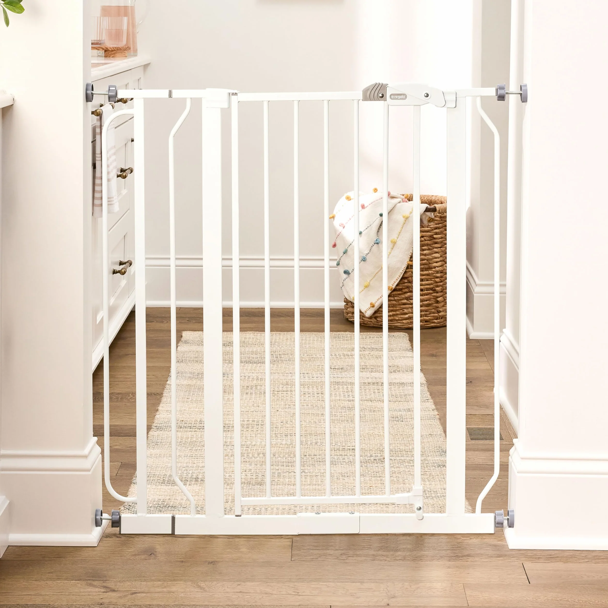 Regalo Safety Extra Tall Baby Gate 91.4cm for Doorways Stairs, Fits Openings 73.6-90cm, Pressure Mounted