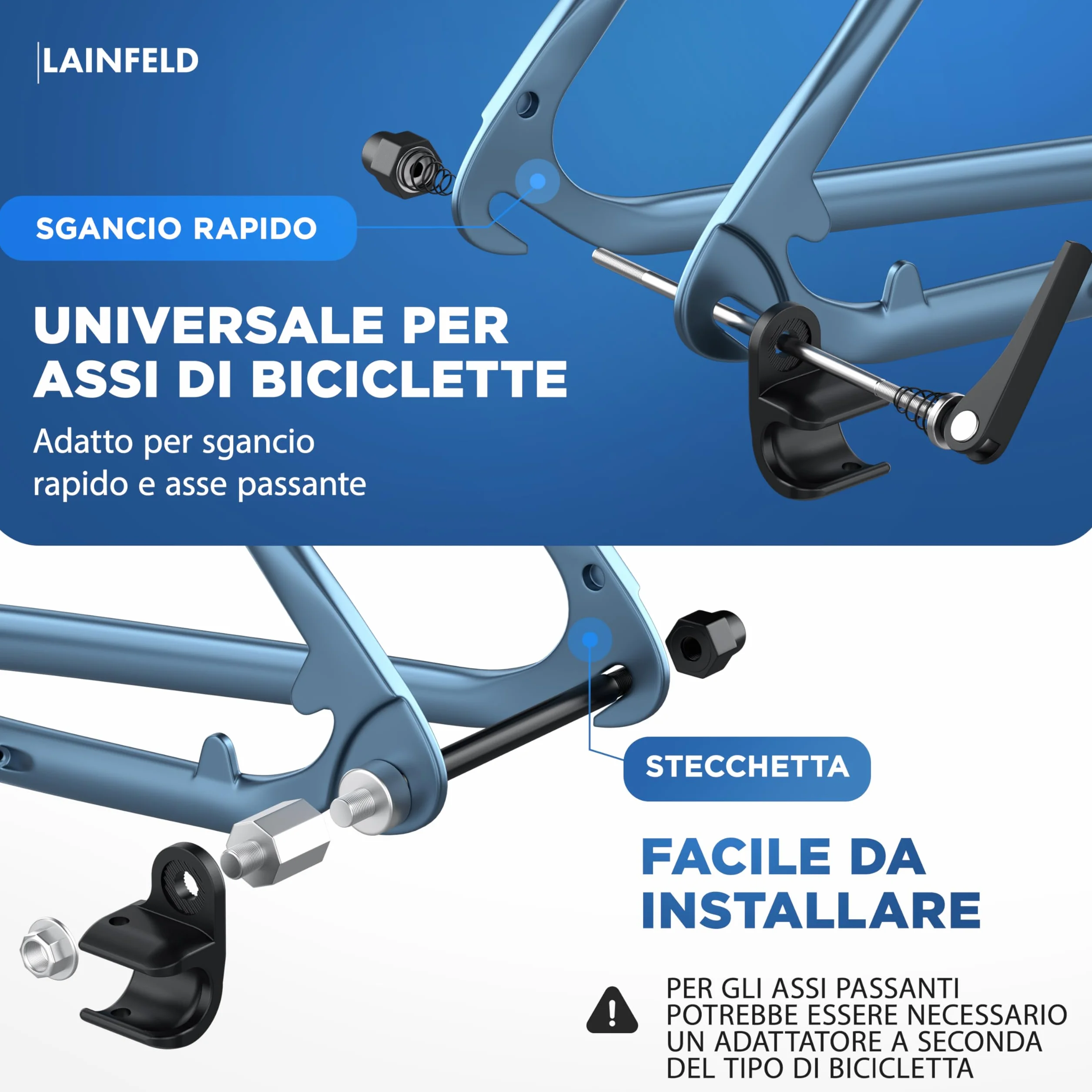 Attacco per rimorchio LAINFELD Thule Chariot Coaster bicicletta con perno di sicurezza