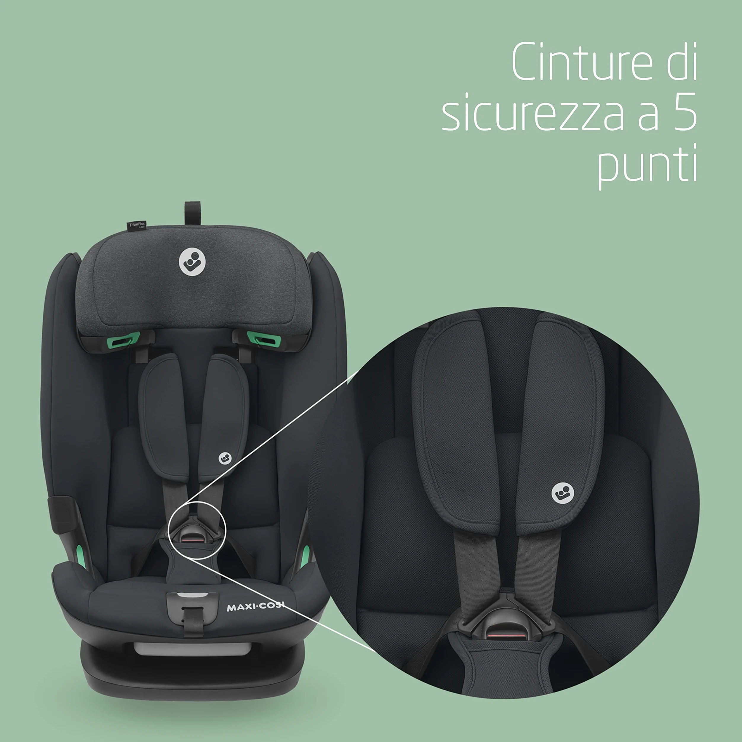 Maxi-Cosi Titan Plus i-Size, Seggiolino Auto ISOFIX, 15 Mesi - 12 Anni (76 - 150 cm), Reclinabile in 4 Posizioni, Regolabile in Altezza, Side Impact Protection G-CELL, per Bambini, Authentic Graphite