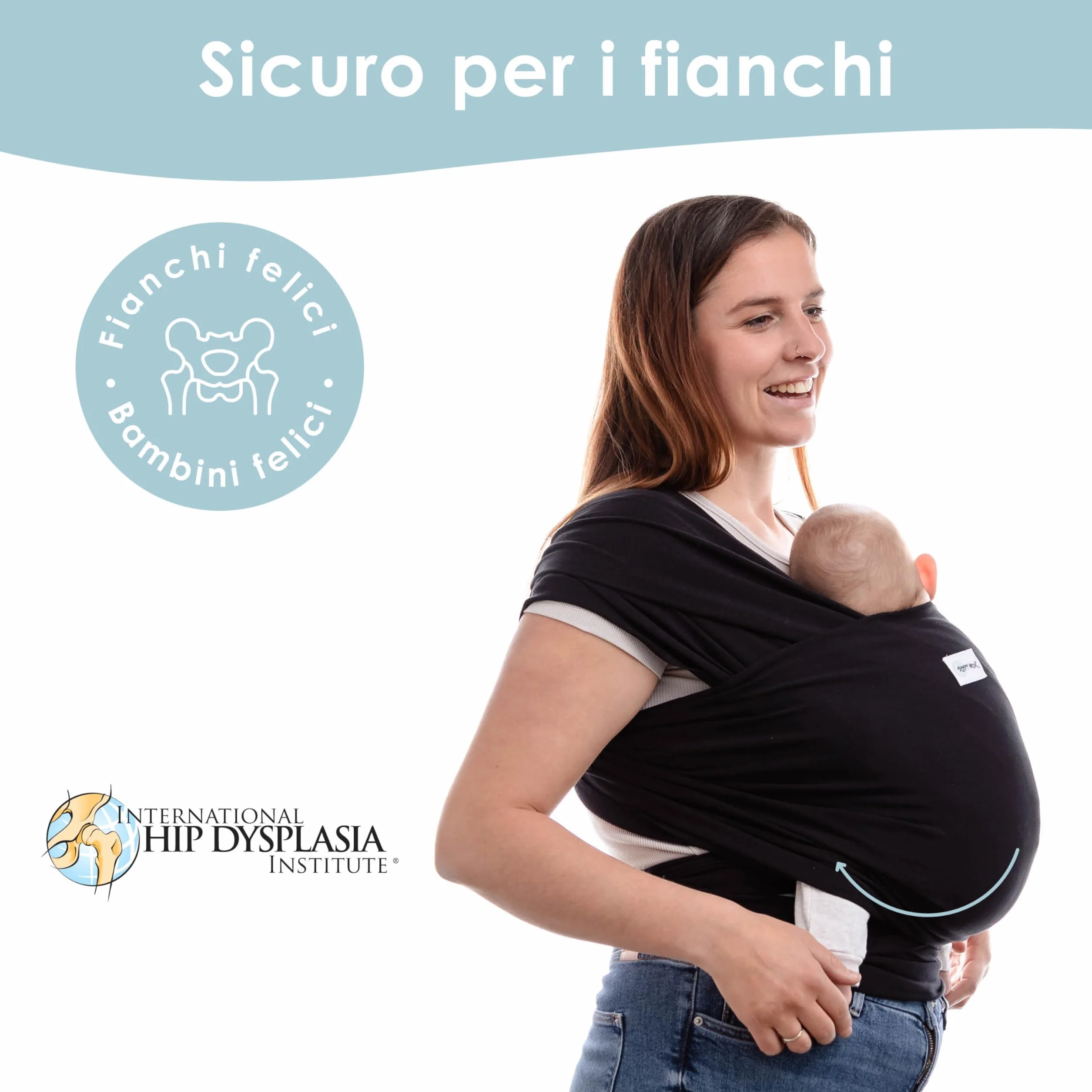 Sleepy Wrap Fascia Neonato Fino a 15 kg - Morbido, Facile da Indossare, Trasporto a Mani Libere, Marsupio Bambino a Fascia Porta Bebé (Nero)