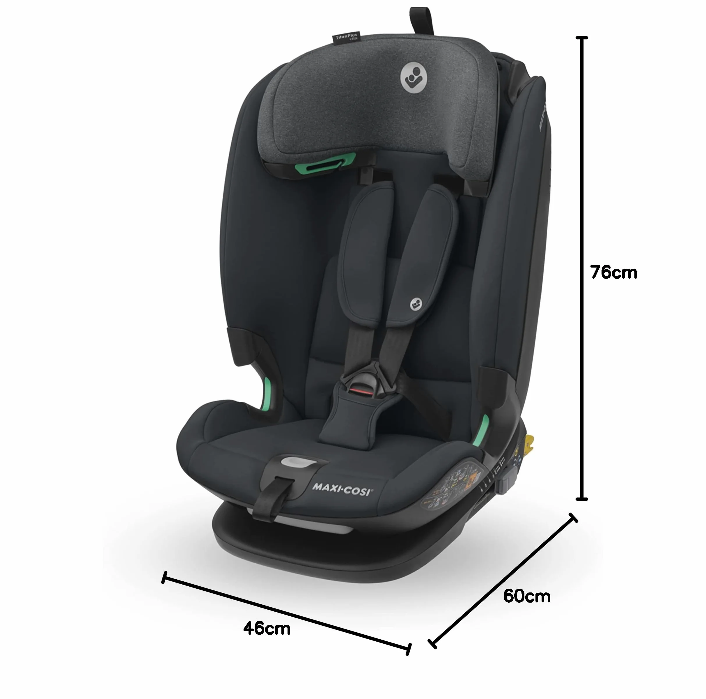 Maxi-Cosi Titan Plus i-Size, Seggiolino Auto ISOFIX, 15 Mesi - 12 Anni (76 - 150 cm), Reclinabile in 4 Posizioni, Regolabile in Altezza, Side Impact Protection G-CELL, per Bambini, Authentic Graphite