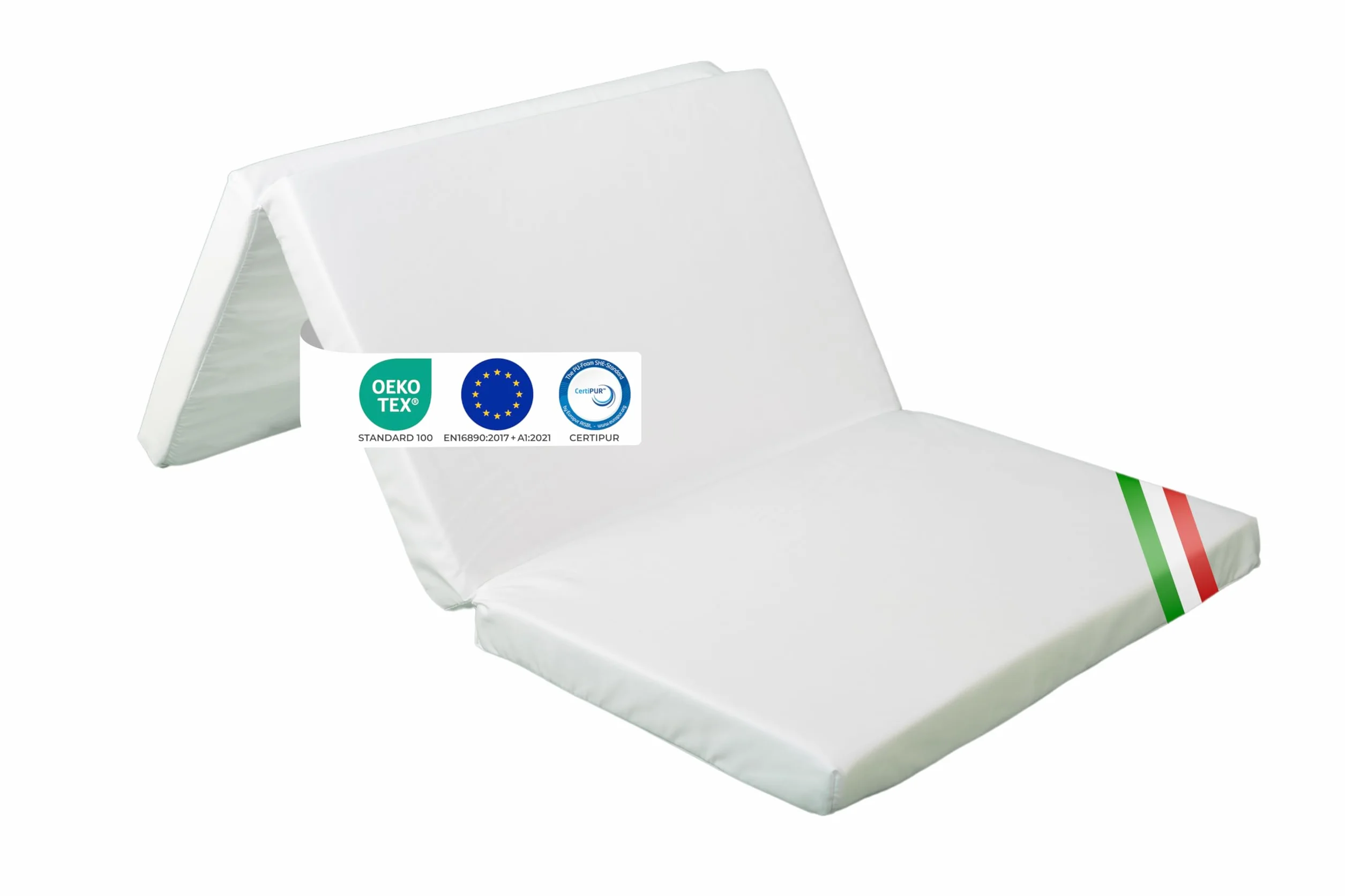 Materasso Pieghevole per Bambini GHIOCUSCINI 120x60 cm Altezza 5 cm Cotone Bianco Lavabile Waterfoam Made in Italy EN16890:2017