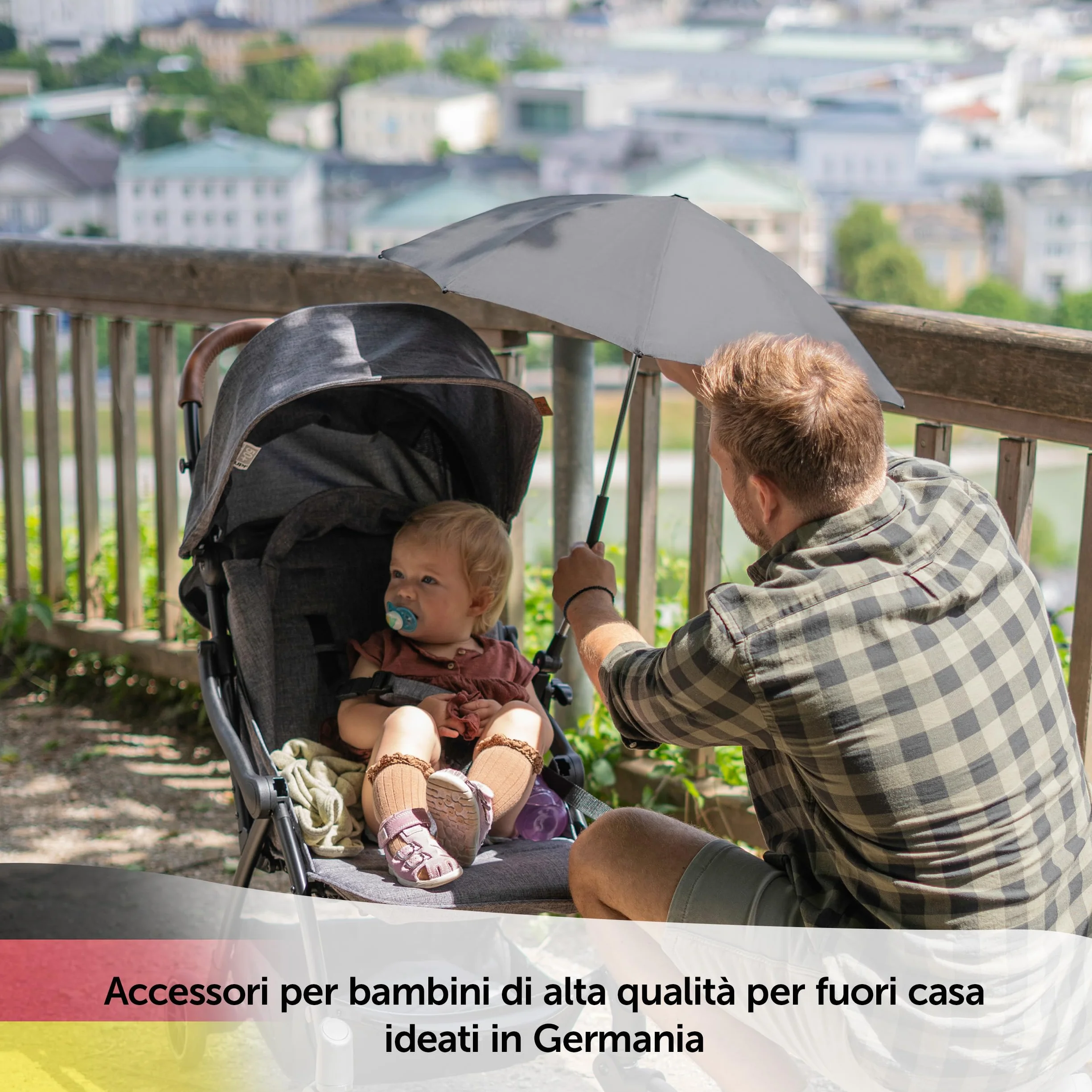 Zamboo Ombrellino Passeggino Universale Anti UV 50+ 73cm Flessibile Telaio Rotondo Ovale