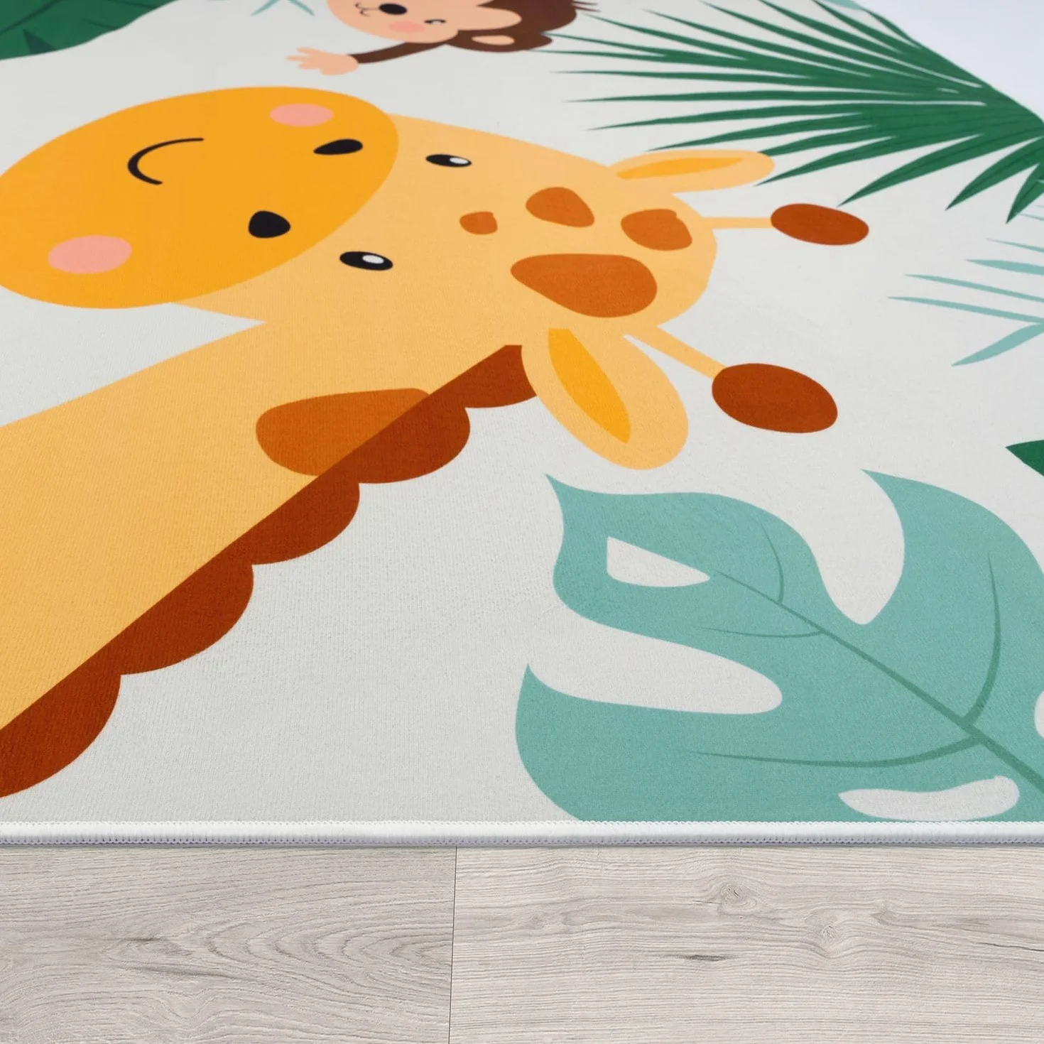 TT Home Tappeto Stanza Bambini Auto Bambini Motivo Con Animale Antiscivolo, Colore:Verde Beige Blu, Dimensione:100x200 cm