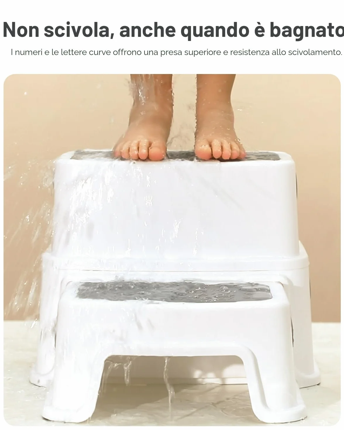 Sgabello Bambini 2 Gradini Antiscivolo Antiribaltamento 90 kg per Bagno Lavandino Toilette