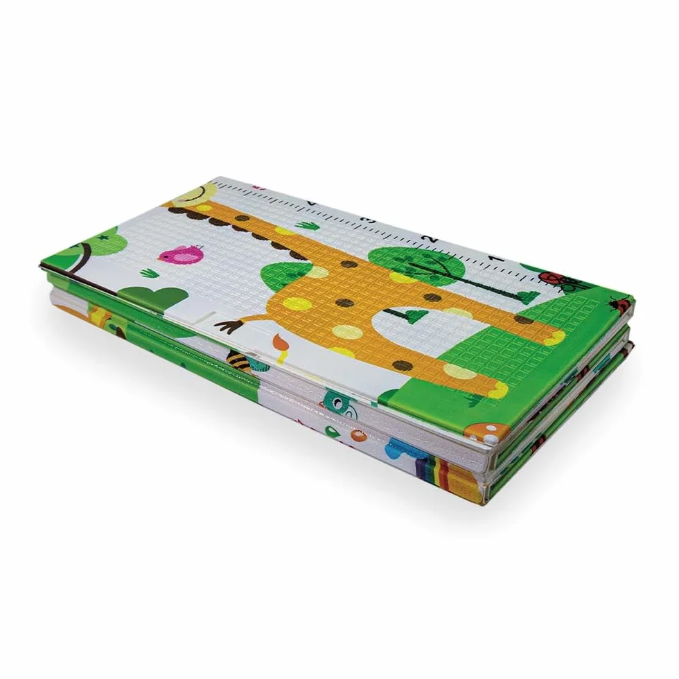 OLIVO.shop Tappeto gioco bambini pieghevole, Tappeto bambini, tappeto gioco neonato reversibile e non tossico, Tappeto cameretta 150x200 cm PLAY (GIRAFFA/CIRCO)