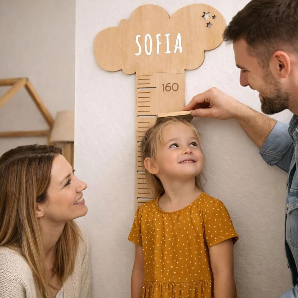 Nagu Metro Bambini da Parete Legno Misuratore Altezza 63-162 cm Personalizzato